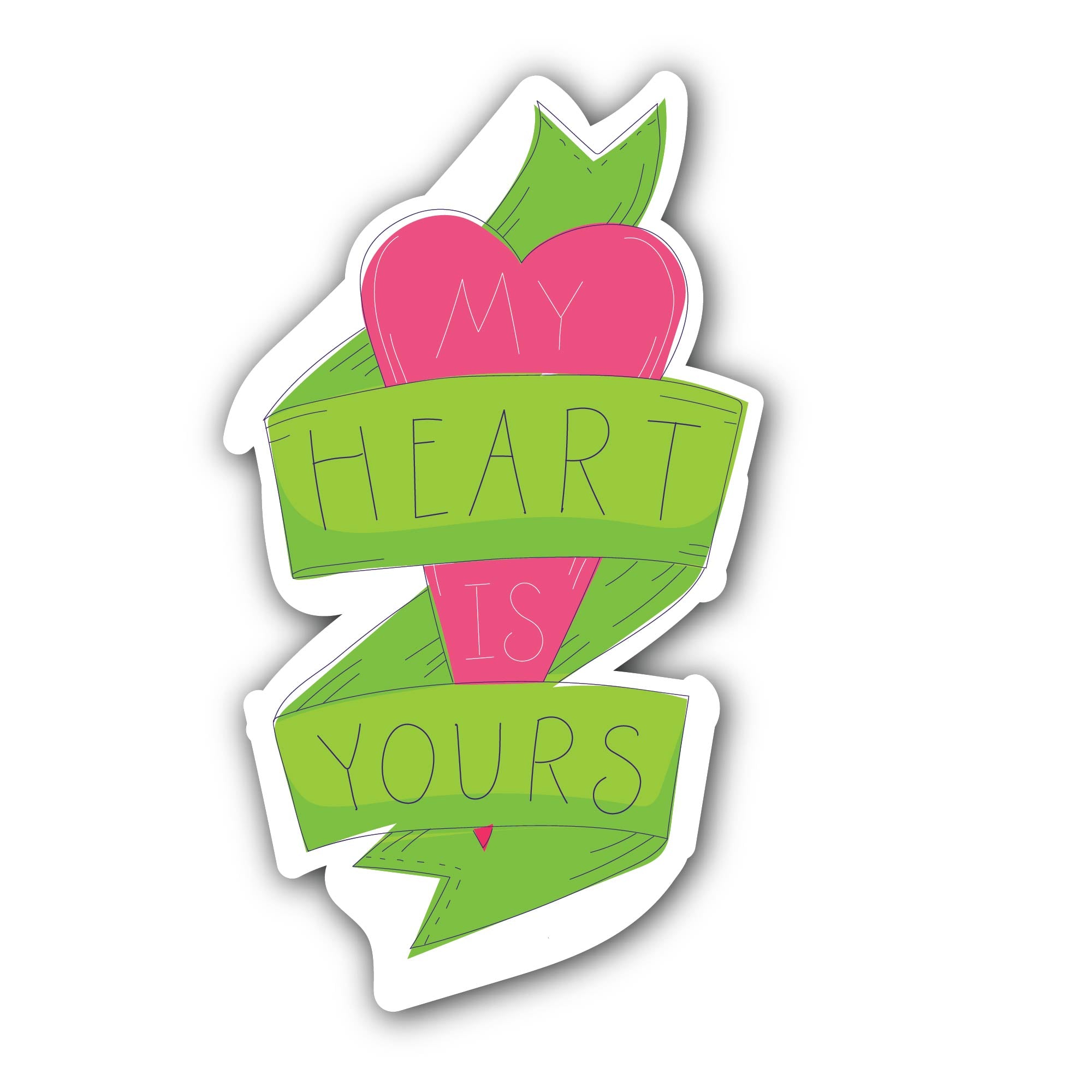 My Heart is Your Sticker, Waterproof Vinyl Decal Sticker Indoor Or Outdoor 2 (Pieces) 3" and 5"