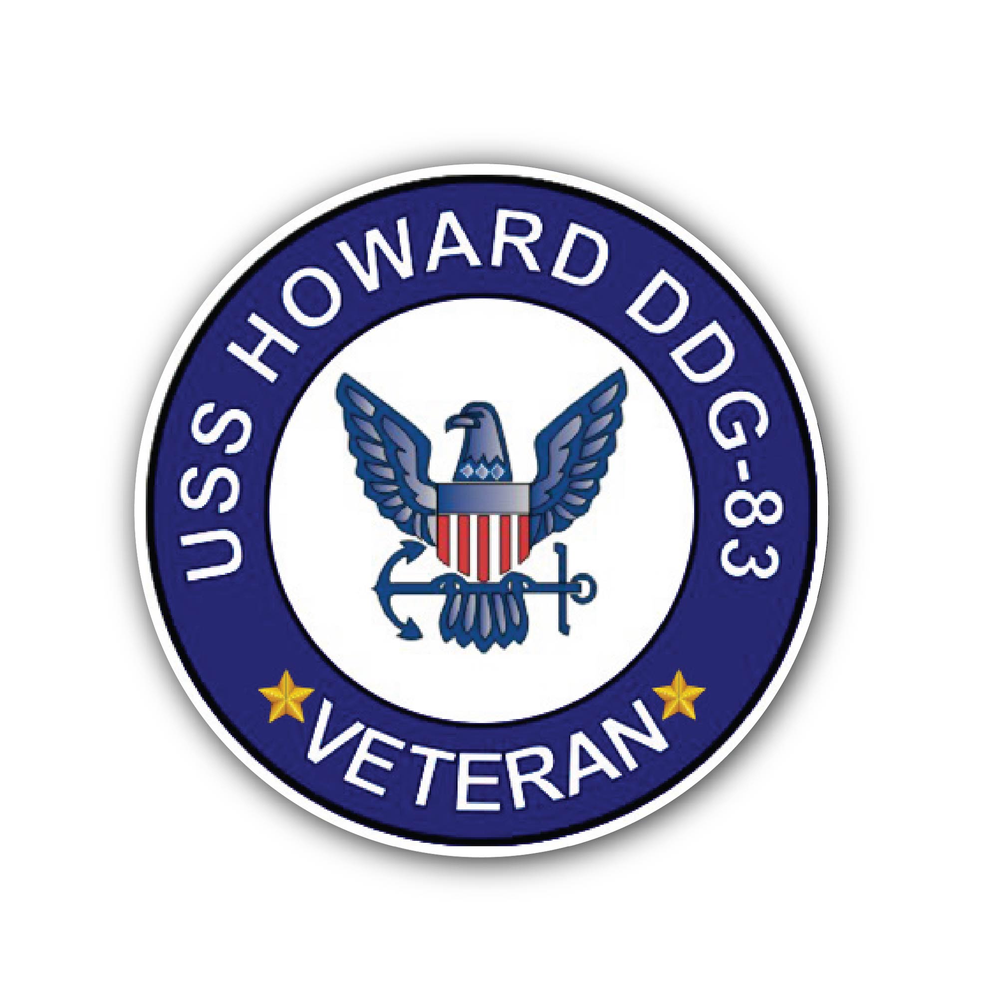 USS Howard DDG-83 Veteran  Sticker, Waterproof Vinyl Decal Sticker Indoor Or Outdoor 2 (Pieces) 3" and 5"