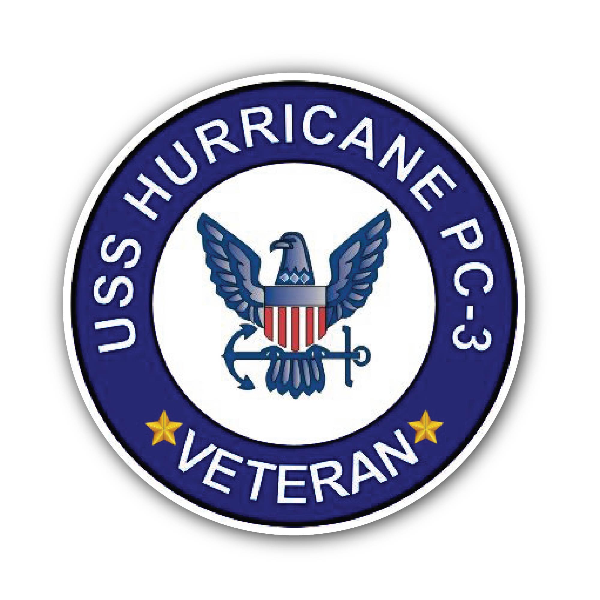 USS Hurricane PC-3 Veteran Sticker, Waterproof Vinyl Decal Sticker Indoor Or Outdoor 2 (Pieces) 3" and 5"