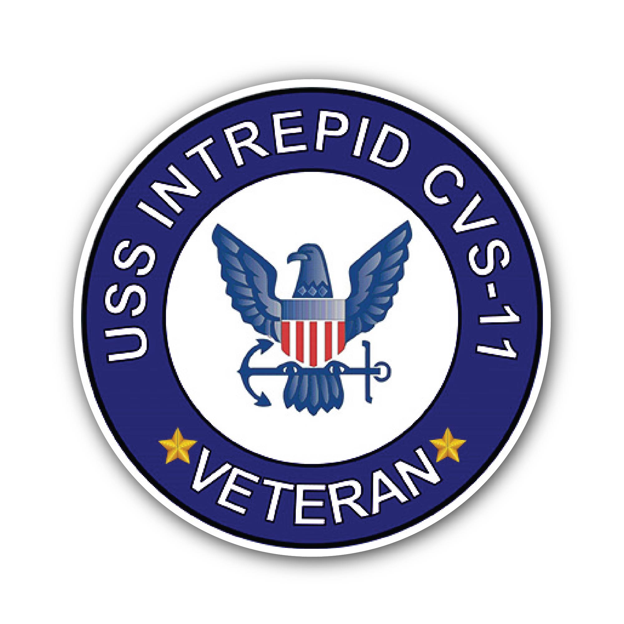 USS Intrepid CVS-11 Veteran Sticker, Waterproof Vinyl Decal Sticker Indoor Or Outdoor 2 (Pieces) 3" and 5"
