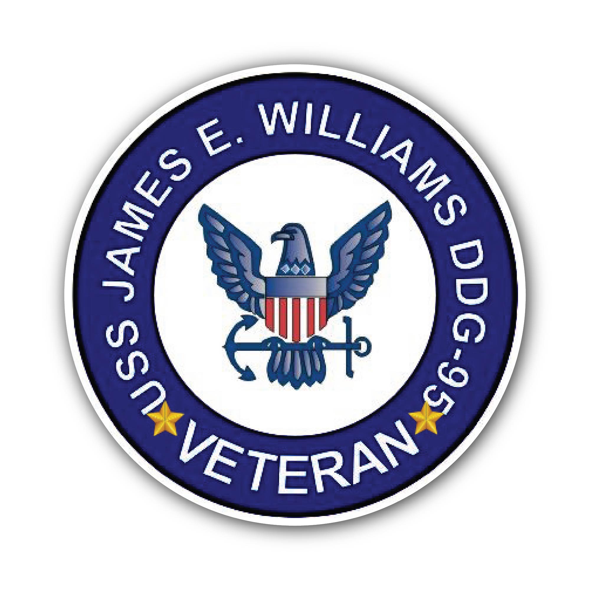 USS James E Williams DDG-95 Veteran  Sticker, Waterproof Vinyl Decal Sticker Indoor Or Outdoor 2 (Pieces) 3" and 5"