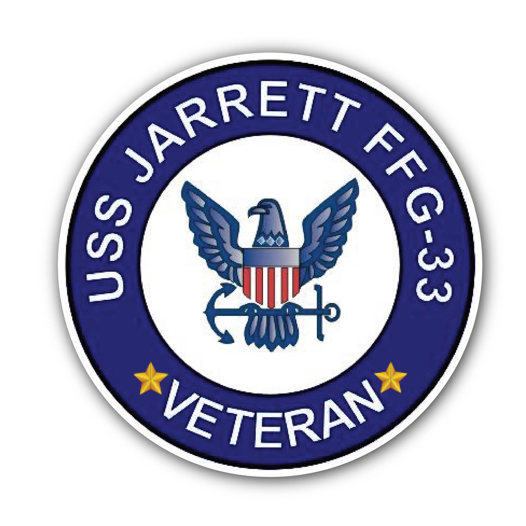 USS Jarrett FFG-33 Veteran  Sticker, Waterproof Vinyl Decal Sticker Indoor Or Outdoor 2 (Pieces) 3" and 5"
