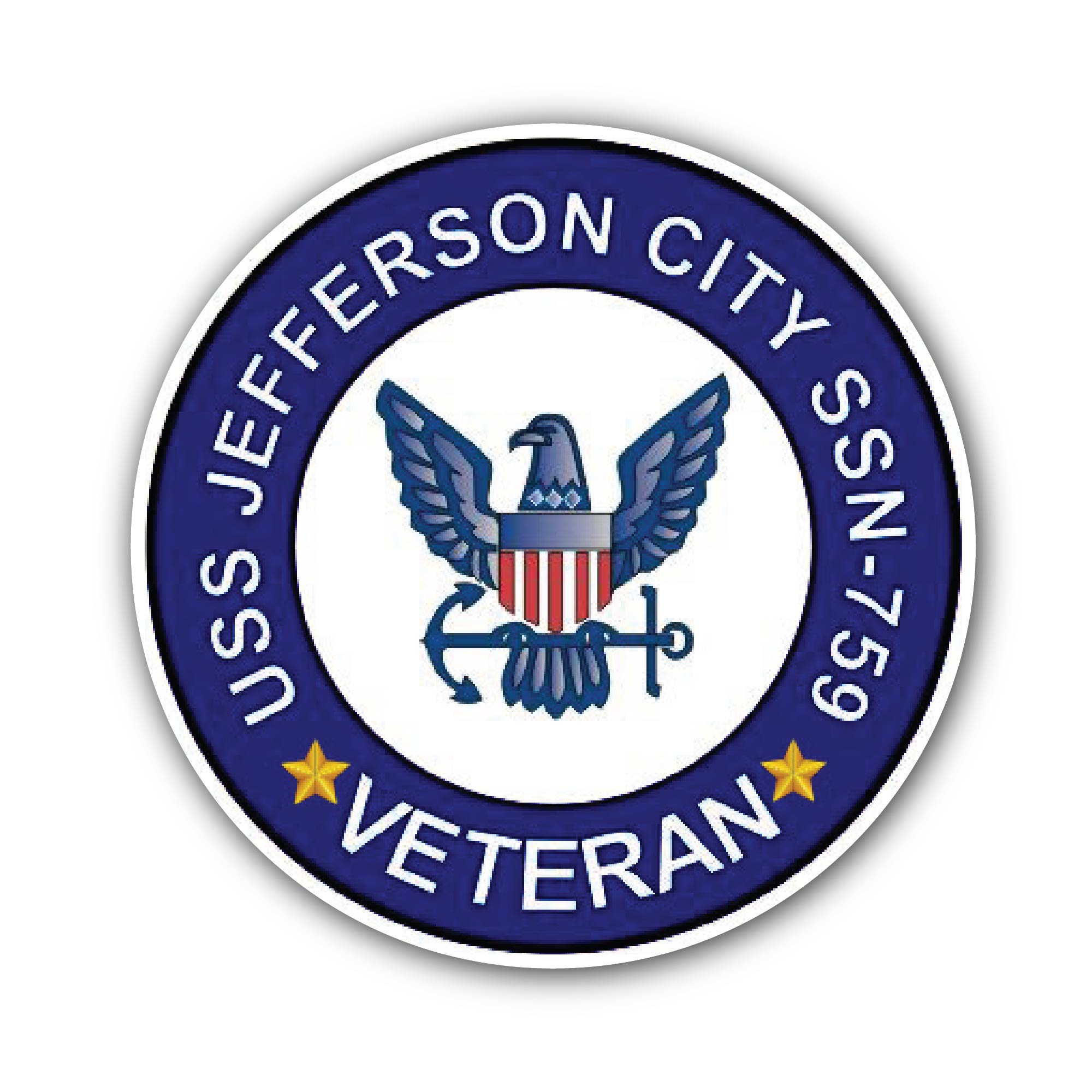 USS Jefferson City SSN-759 Veteran Sticker, Waterproof Vinyl Decal Sticker Indoor Or Outdoor 2 (Pieces) 3" and 5"