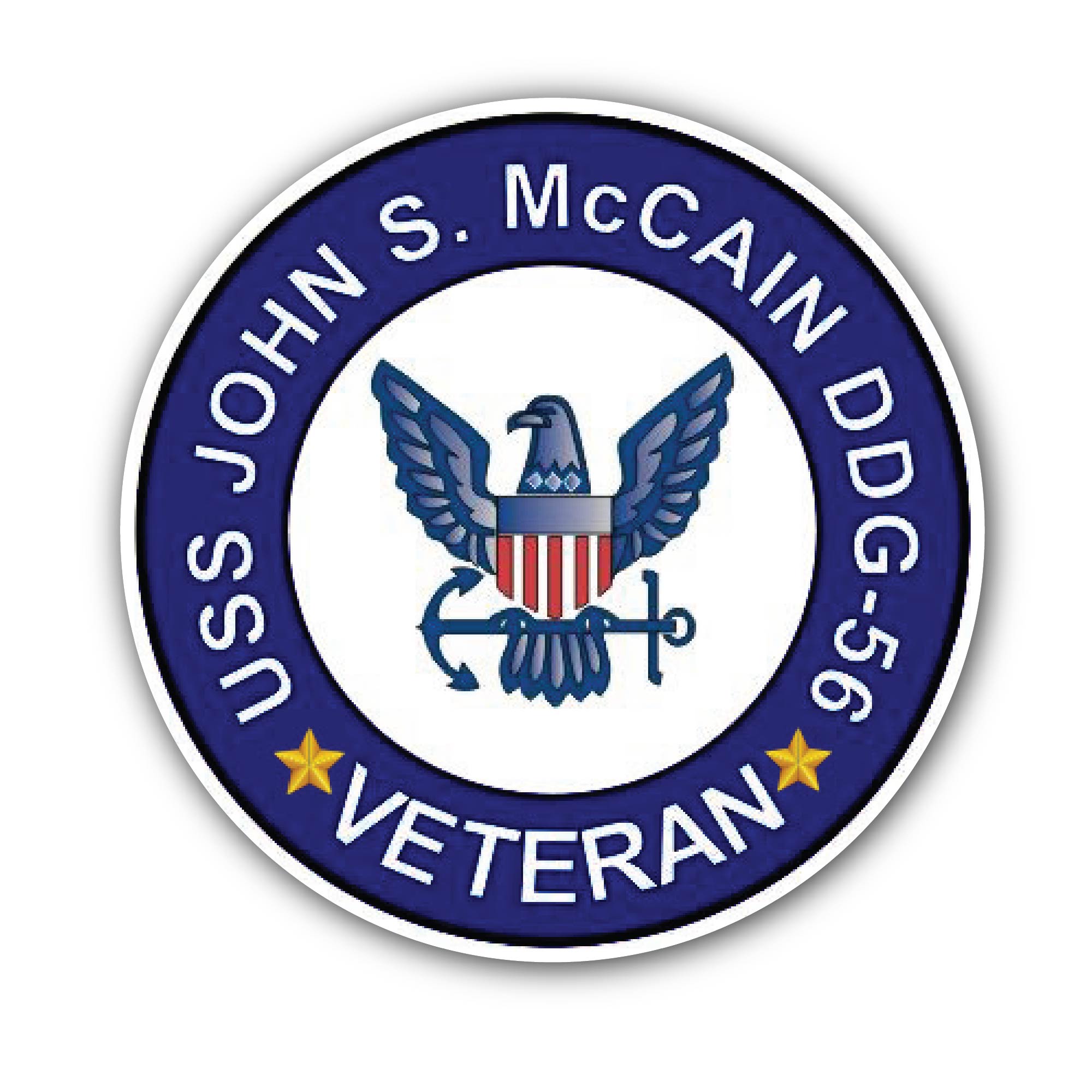 USS John S McCain DDG-56 Veteran Sticker, Waterproof Vinyl Decal Sticker Indoor Or Outdoor 2 (Pieces) 3" and 5"