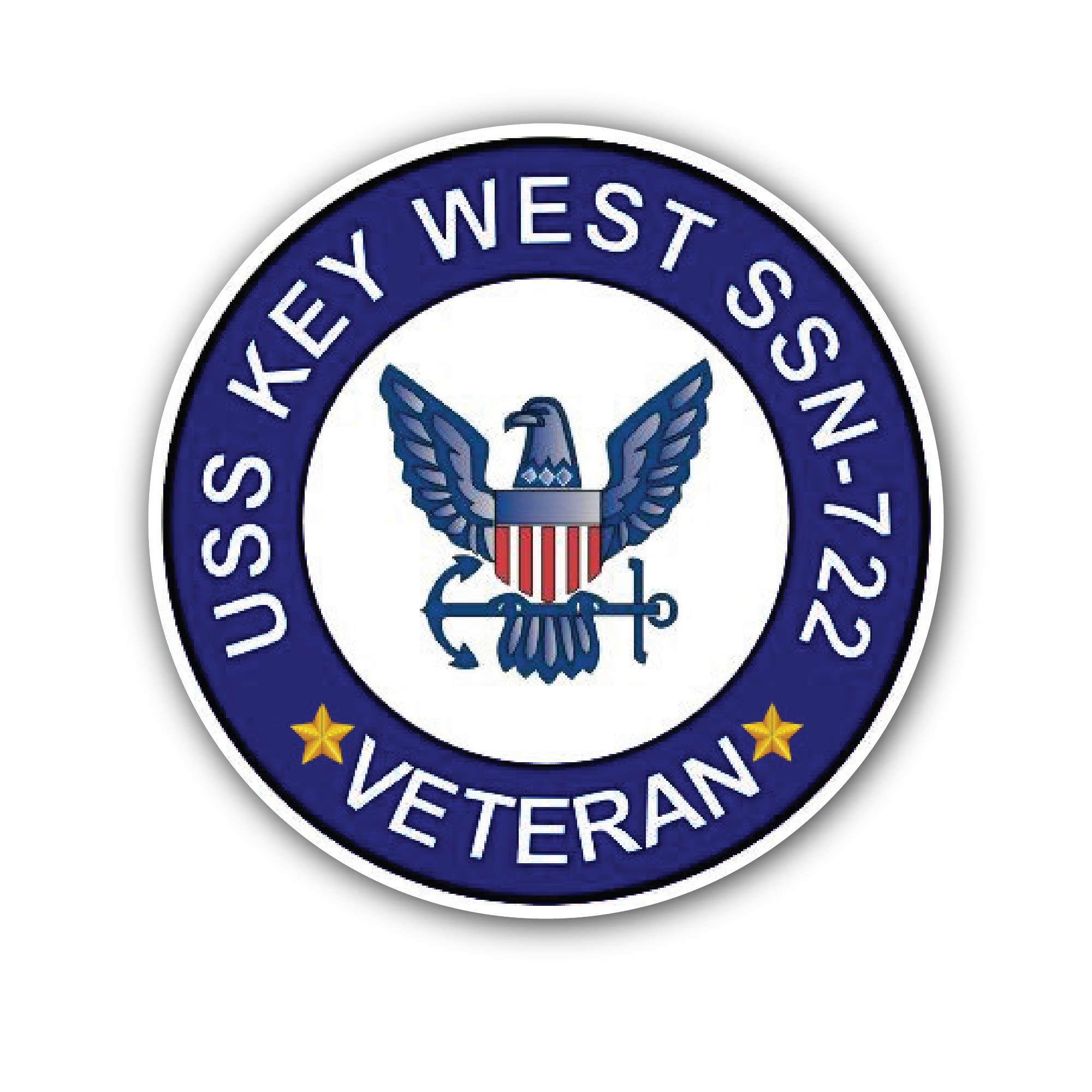 USS Key West SSN-722 Veteran Sticker, Waterproof Vinyl Decal Sticker Indoor Or Outdoor 2 (Pieces) 3" and 5"
