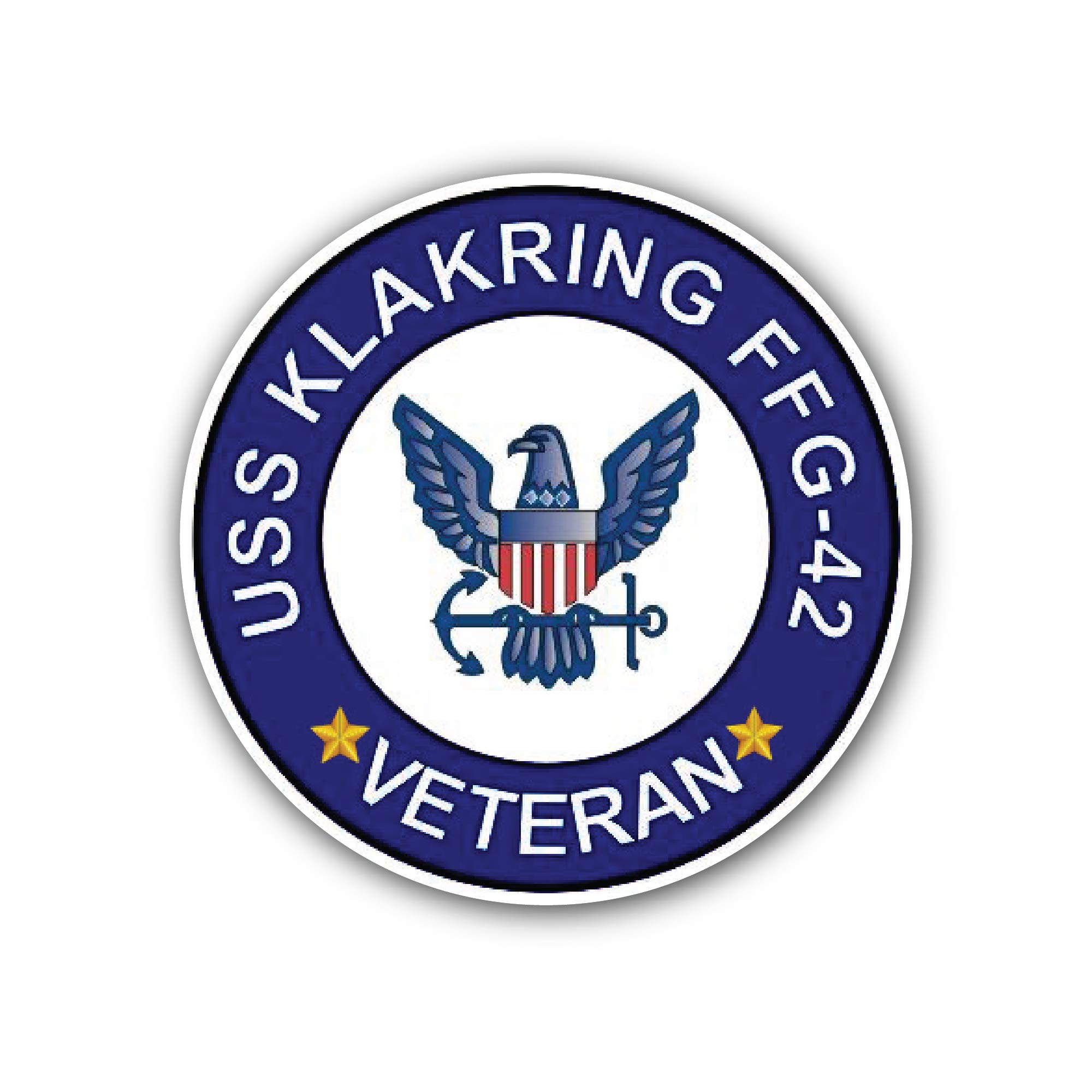 USS Klakring FFG-42 Veteran Sticker, Waterproof Vinyl Decal Sticker Indoor Or Outdoor 2 (Pieces) 3" and 5"