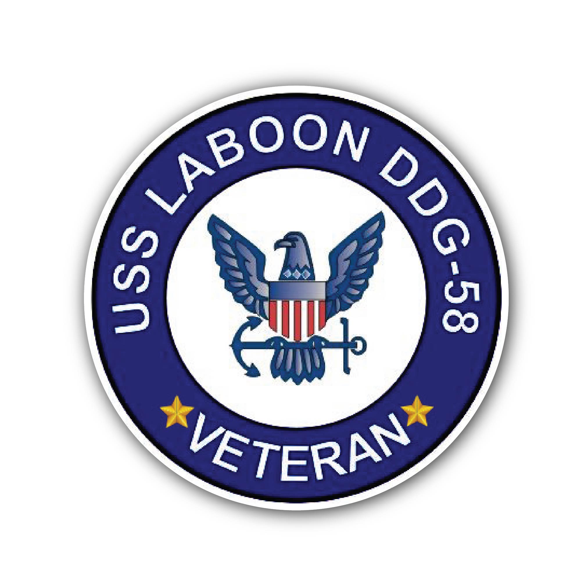 USS Laboon DDG-58 Veteran Sticker, Waterproof Vinyl Decal Sticker Indoor Or Outdoor 2 (Pieces) 3" and 5"