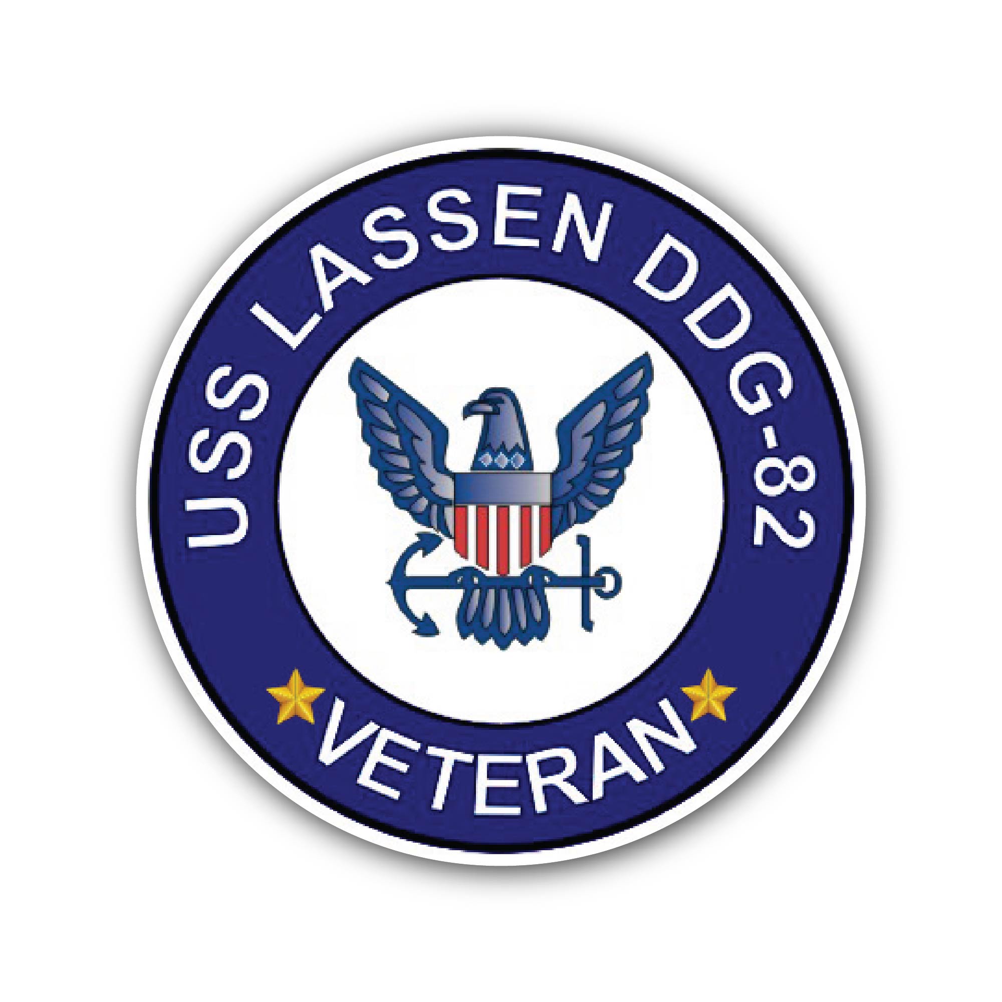 USS Lassen DDG-82 Veteran Sticker, Waterproof Vinyl Decal Sticker Indoor Or Outdoor 2 (Pieces) 3" and 5"