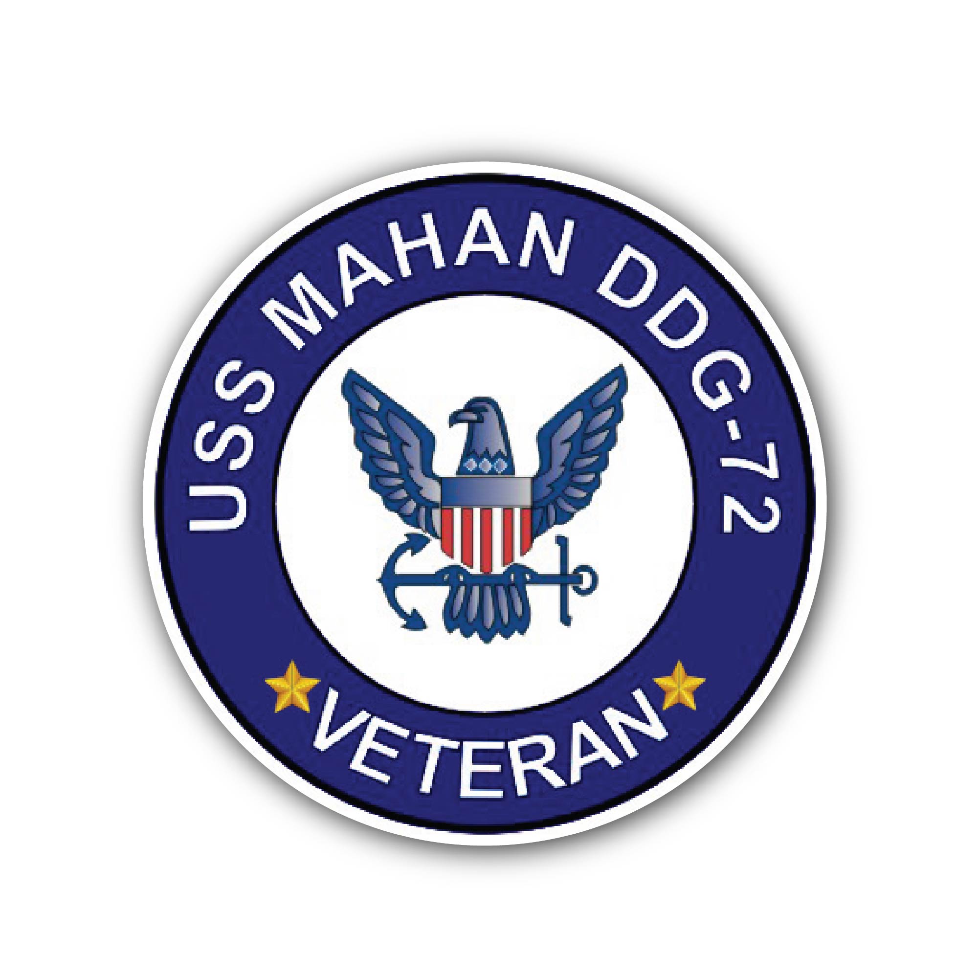 USS Mahan DDG-72 Veteran Sticker, Waterproof Vinyl Decal Sticker Indoor Or Outdoor 2 (Pieces) 3" and 5"