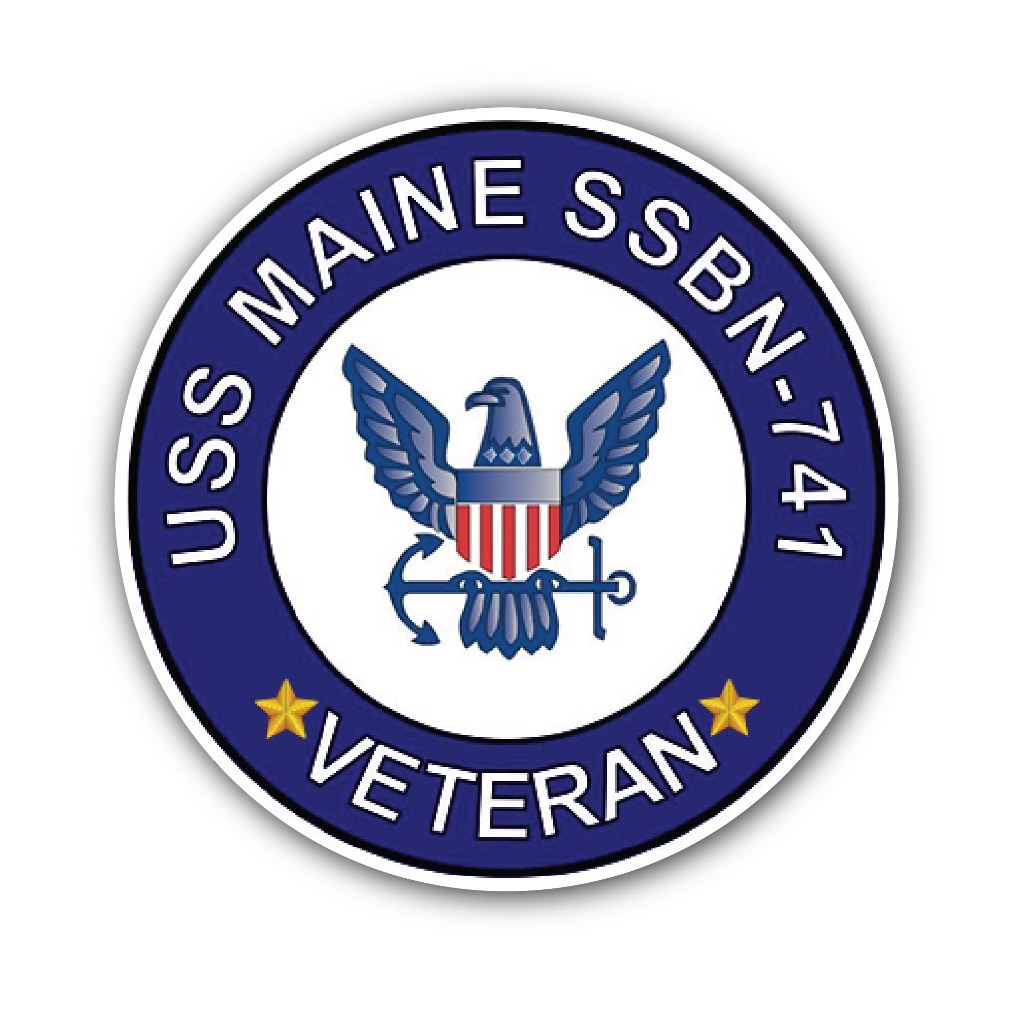 USS Maine SSBN-741 Veteran Sticker, Waterproof Vinyl Decal Sticker Indoor Or Outdoor 2 (Pieces) 3" and 5"