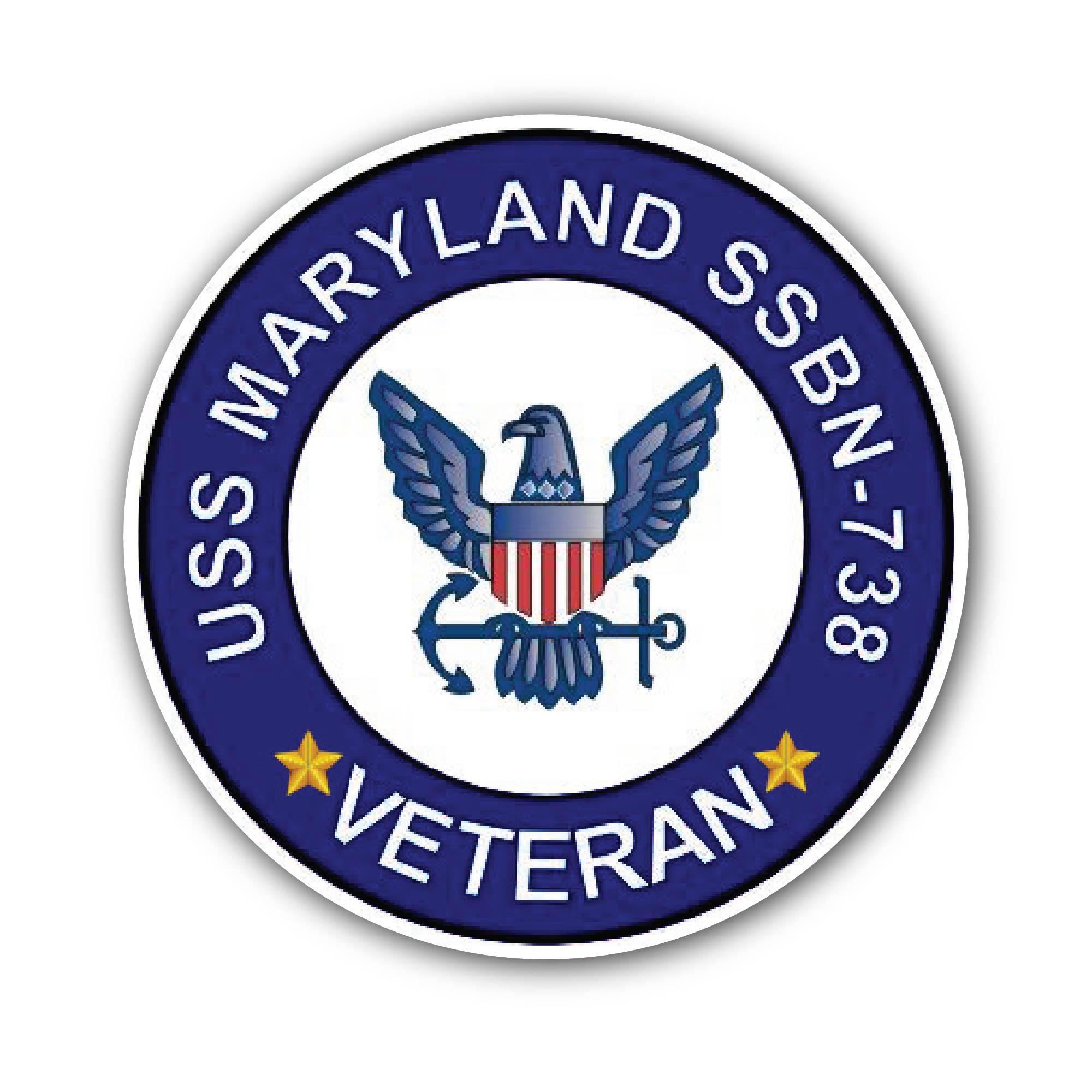 USS Maryland SSBN-738 Veteran Sticker, Waterproof Vinyl Decal Sticker Indoor Or Outdoor 2 (Pieces) 3" and 5"