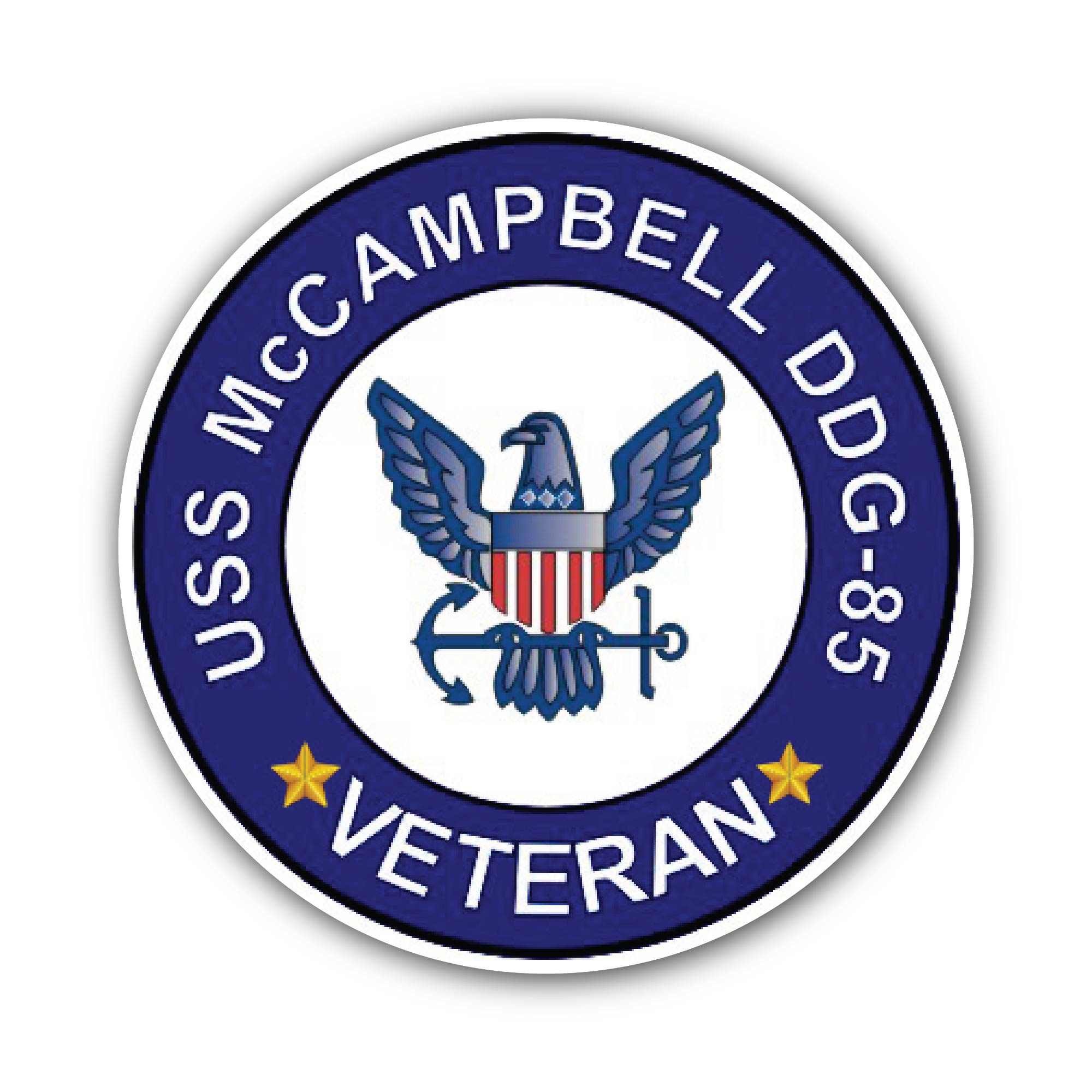 USS McCampbell DDG-85 Veteran Sticker, Waterproof Vinyl Decal Sticker Indoor Or Outdoor 2 (Pieces) 3" and 5"