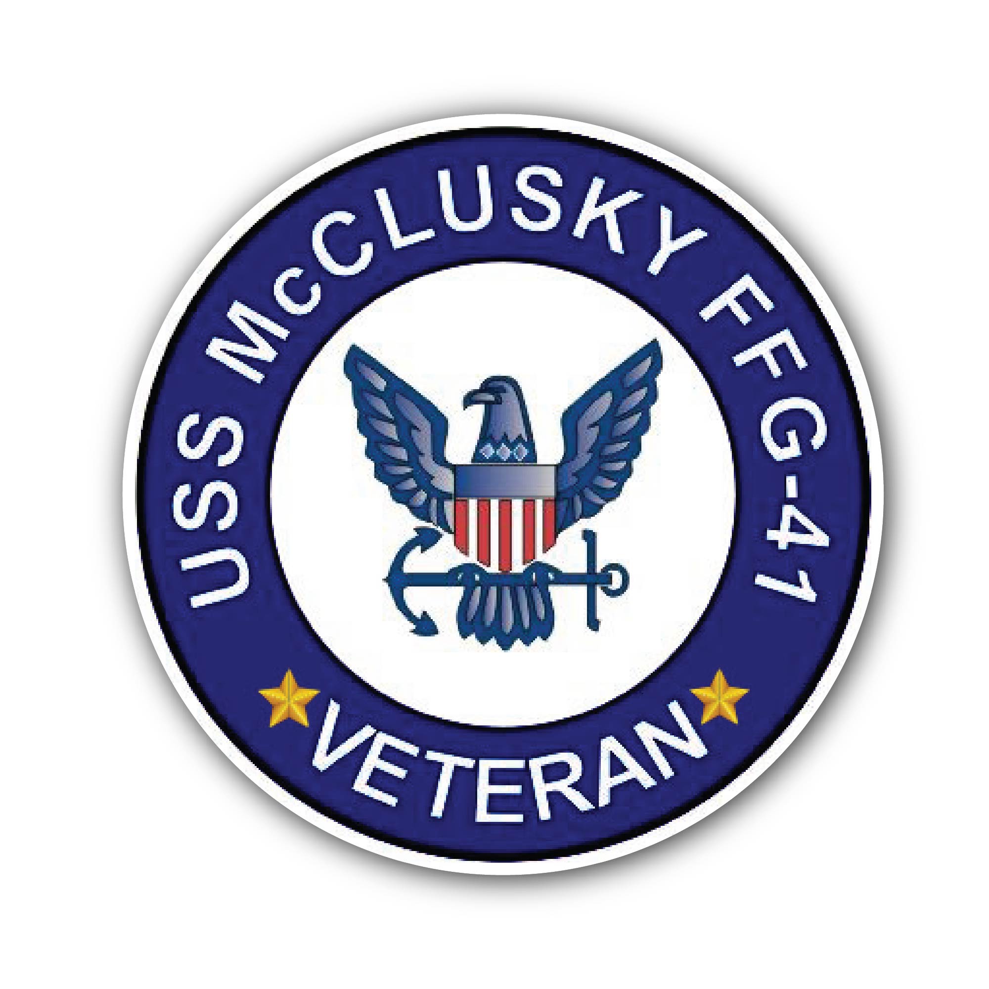 USS McClusky FFG-41 Veteran Sticker, Waterproof Vinyl Decal Sticker Indoor Or Outdoor 2 (Pieces) 3" and 5"