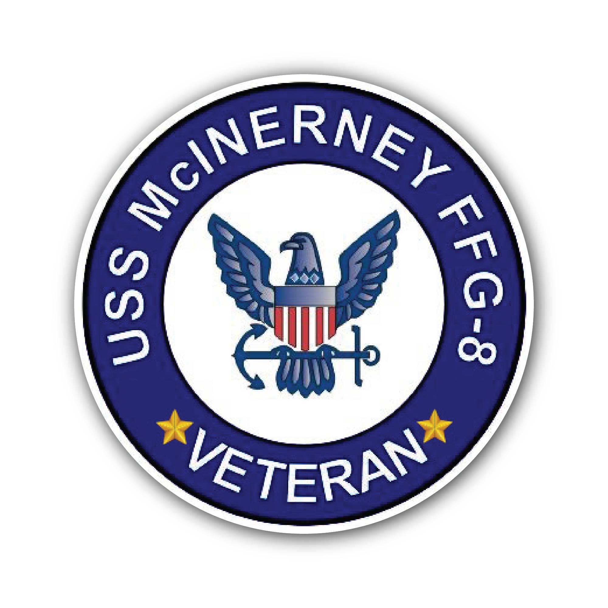 USS McInerney FFG-8 Veteran Sticker, Waterproof Vinyl Decal Sticker Indoor Or Outdoor 2 (Pieces) 3" and 5"