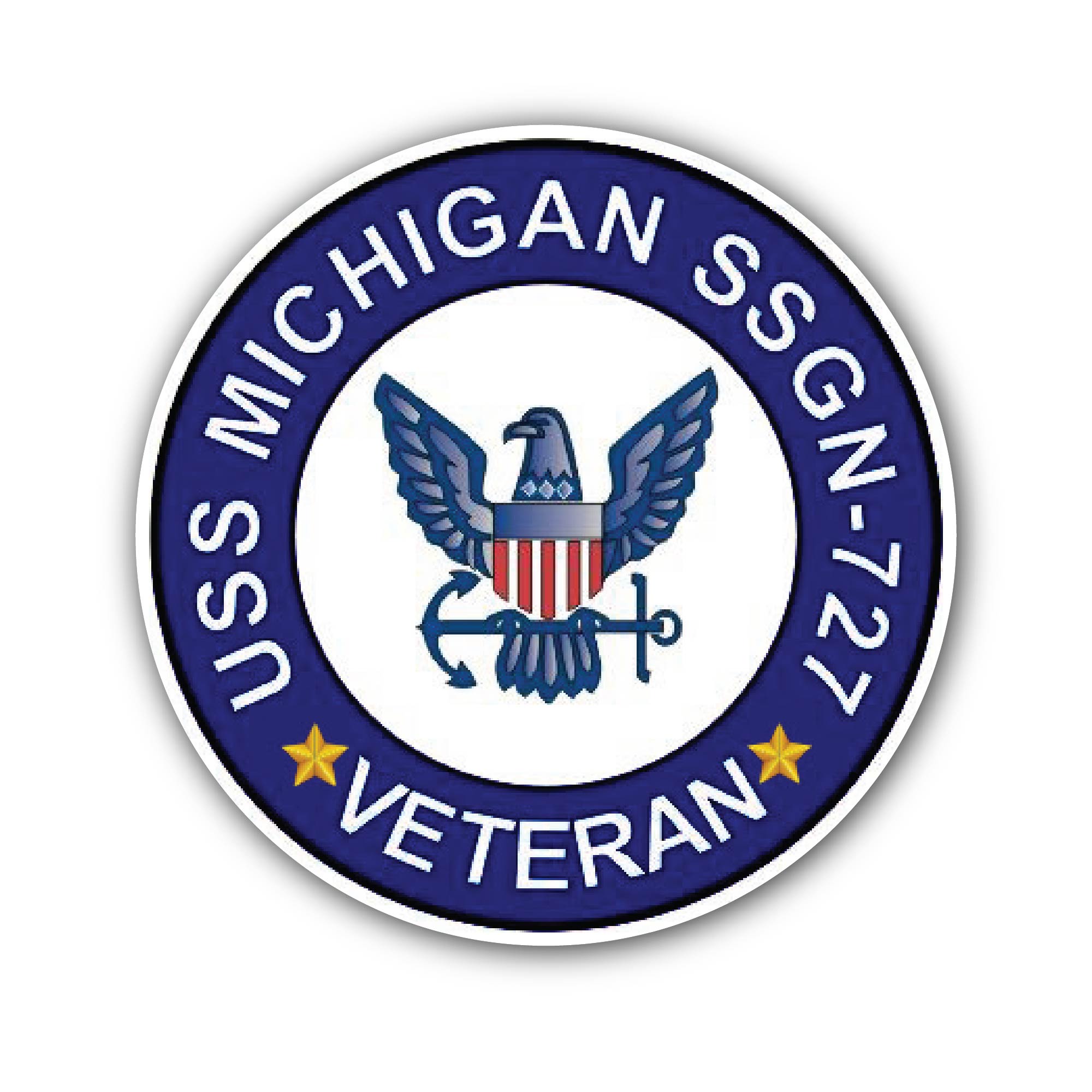 USS Michigan SSGN-727 Veteran Sticker, Waterproof Vinyl Decal Sticker Indoor Or Outdoor 2 (Pieces) 3" and 5"