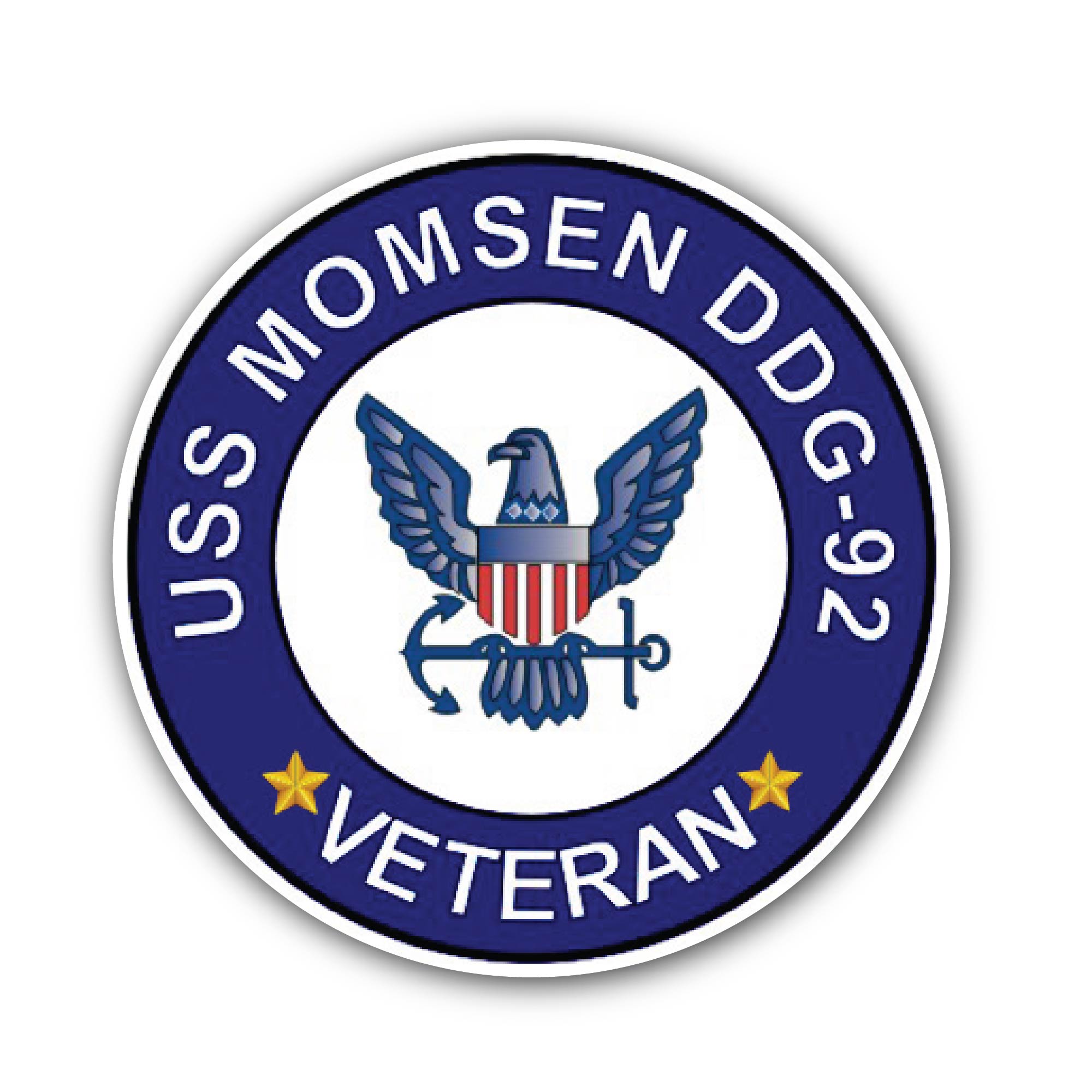 USS Momsen DDG-92 Veteran Sticker, Waterproof Vinyl Decal Sticker Indoor Or Outdoor 2 (Pieces) 3" and 5"