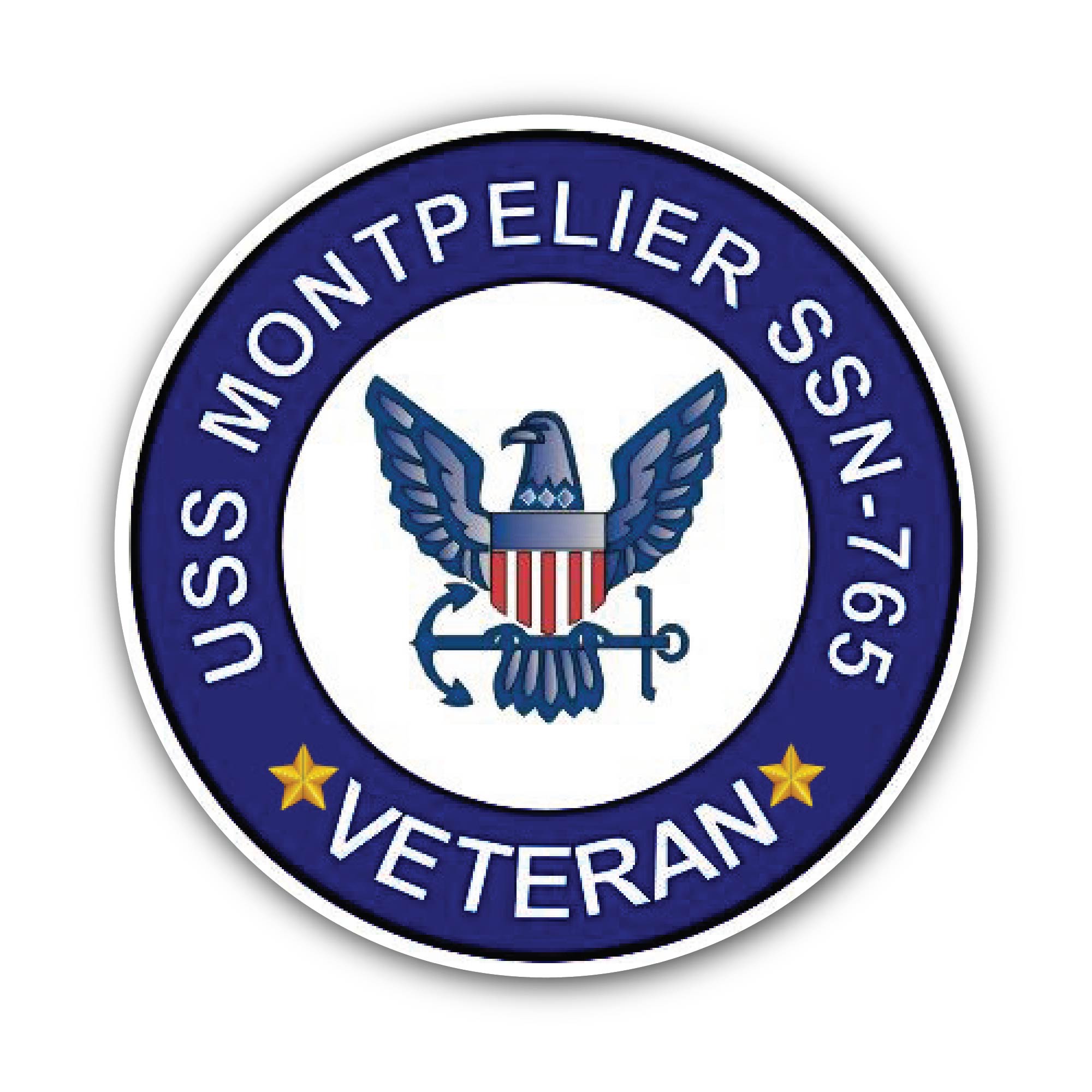 USS Montpelier SSN-765 Veteran Sticker, Waterproof Vinyl Decal Sticker Indoor Or Outdoor 2 (Pieces) 3" and 5"