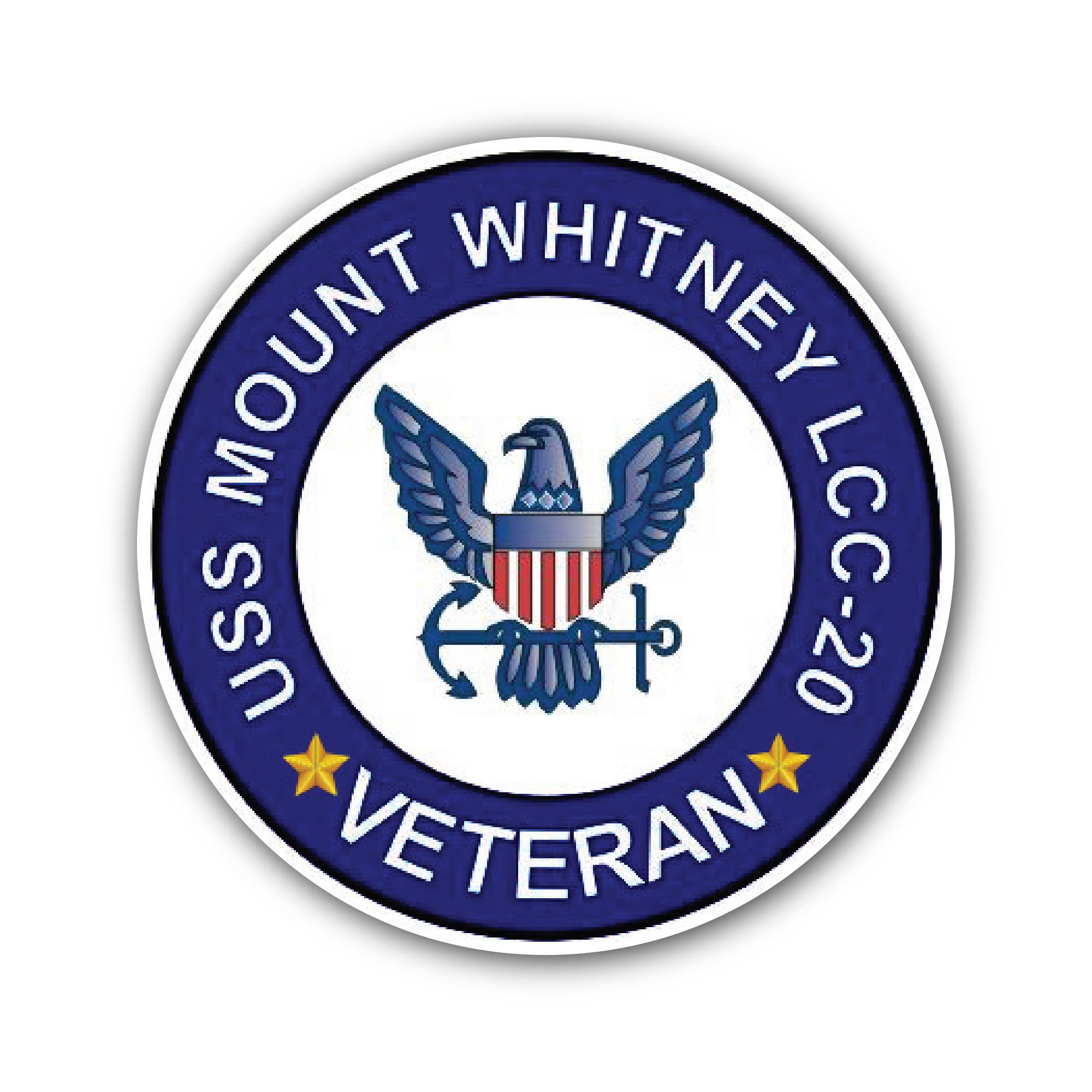 USS Mount Whitney LCC-20 Veteran Sticker, Waterproof Vinyl Decal Sticker Indoor Or Outdoor 2 (Pieces) 3" and 5"