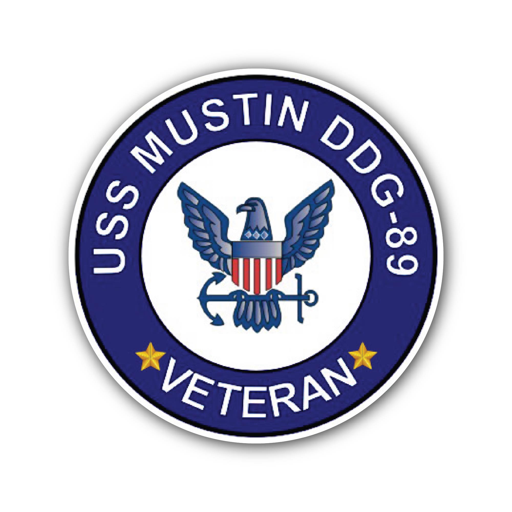 USS Mustin DDG-89 Veteran Sticker, Waterproof Vinyl Decal Sticker Indoor Or Outdoor 2 (Pieces) 3" and 5"