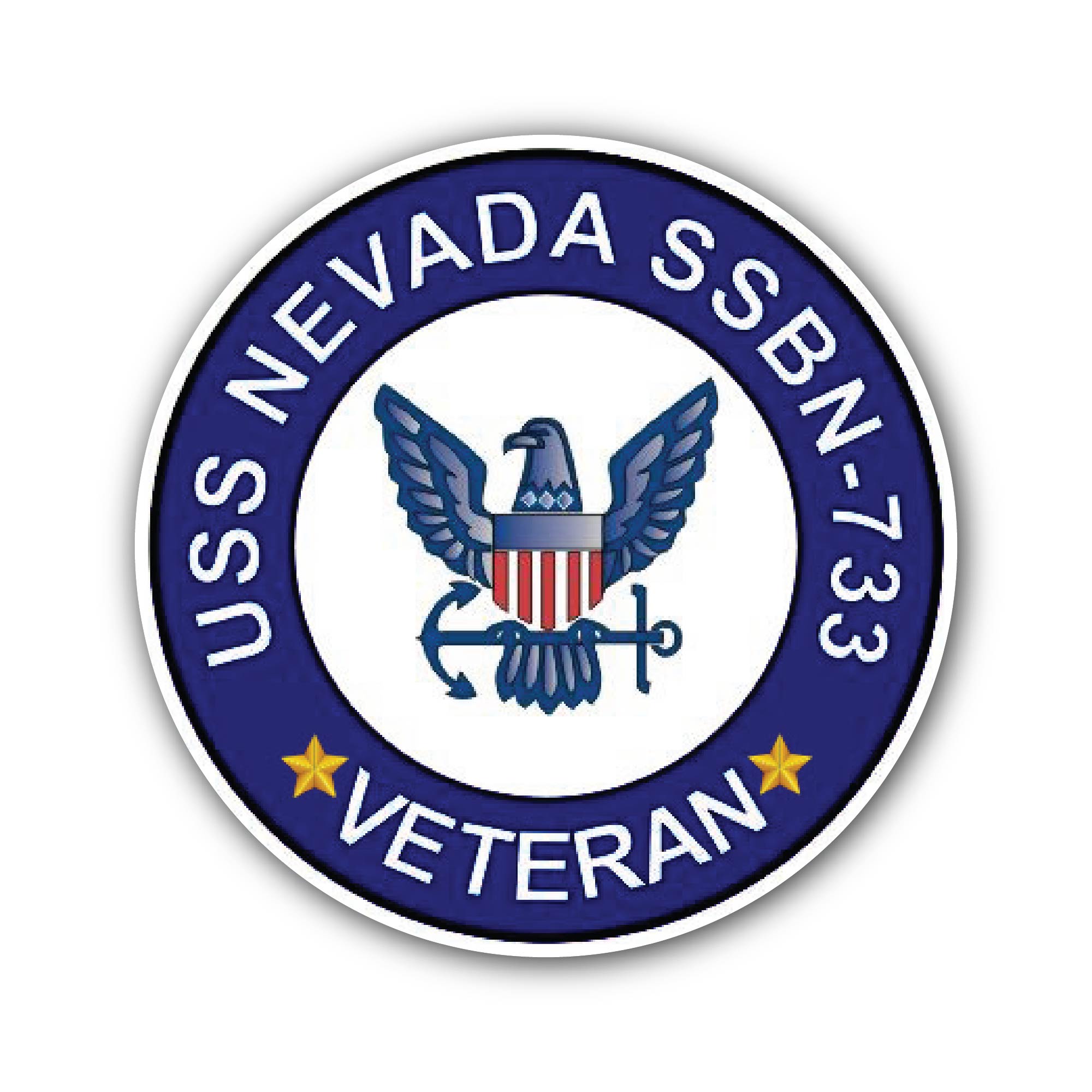 USS Nevada SSBN-733 Veteran Sticker, Waterproof Vinyl Decal Sticker Indoor Or Outdoor 2 (Pieces) 3" and 5"