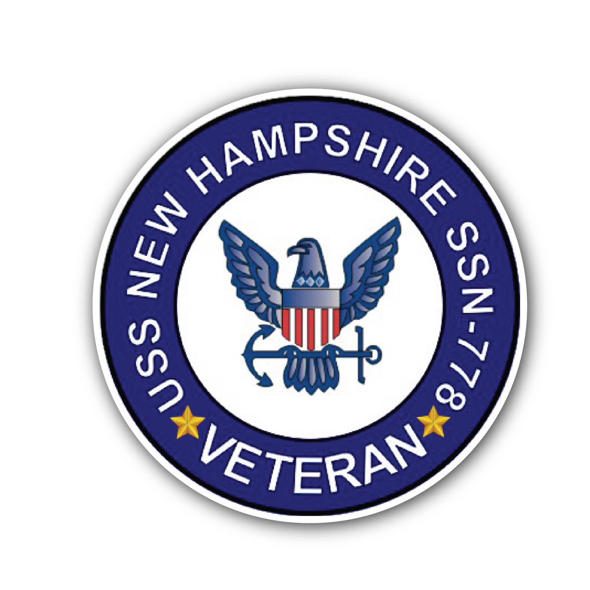 USS New Hampshire SSN-778 Veteran Sticker, Waterproof Vinyl Decal Sticker Indoor Or Outdoor 2 (Pieces) 3" and 5"