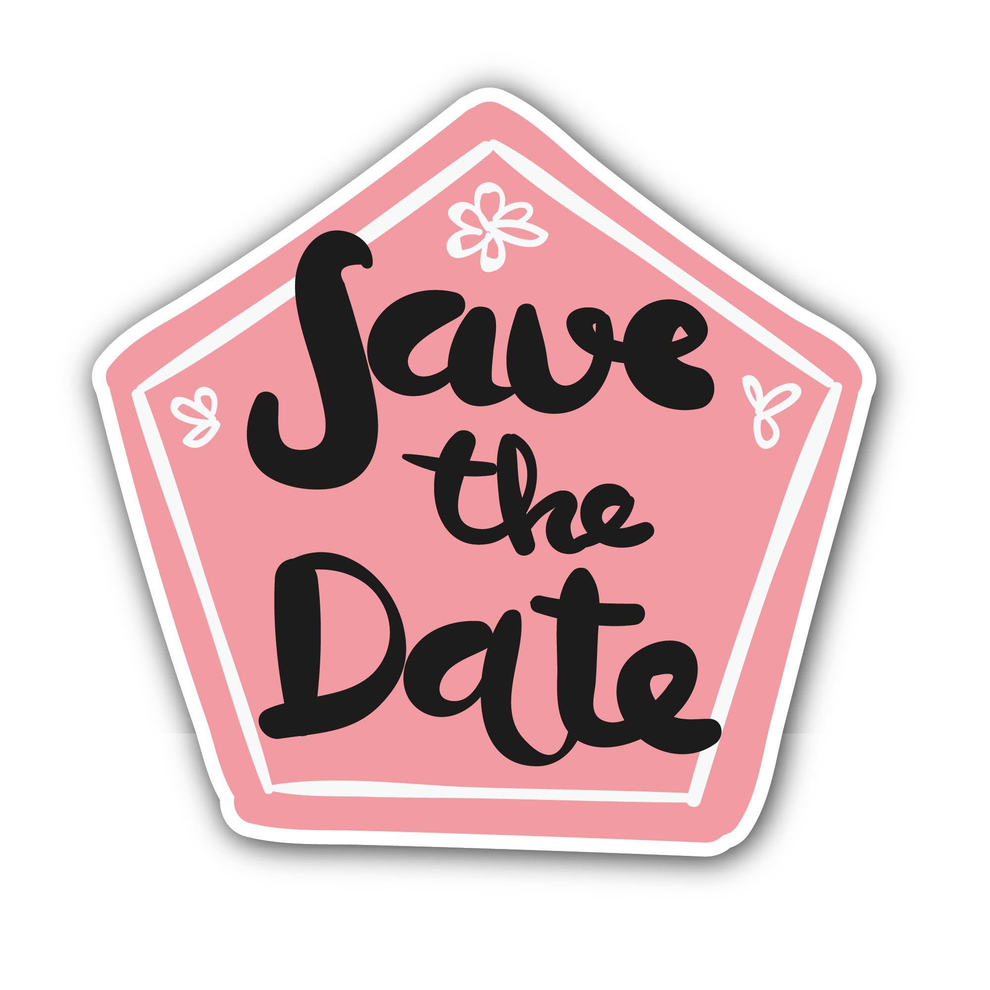 Polygon Shapes and Save The Date Text  Sticker, Waterproof Vinyl Decal Sticker Indoor Or Outdoor 2 (Pieces) 3" and 5"