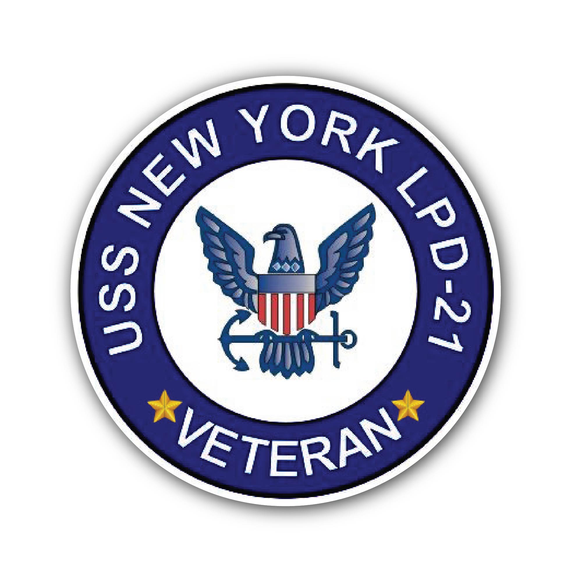 USS New York LPD-21 Veteran Sticker, Waterproof Vinyl Decal Sticker Indoor Or Outdoor 2 (Pieces) 3" and 5"