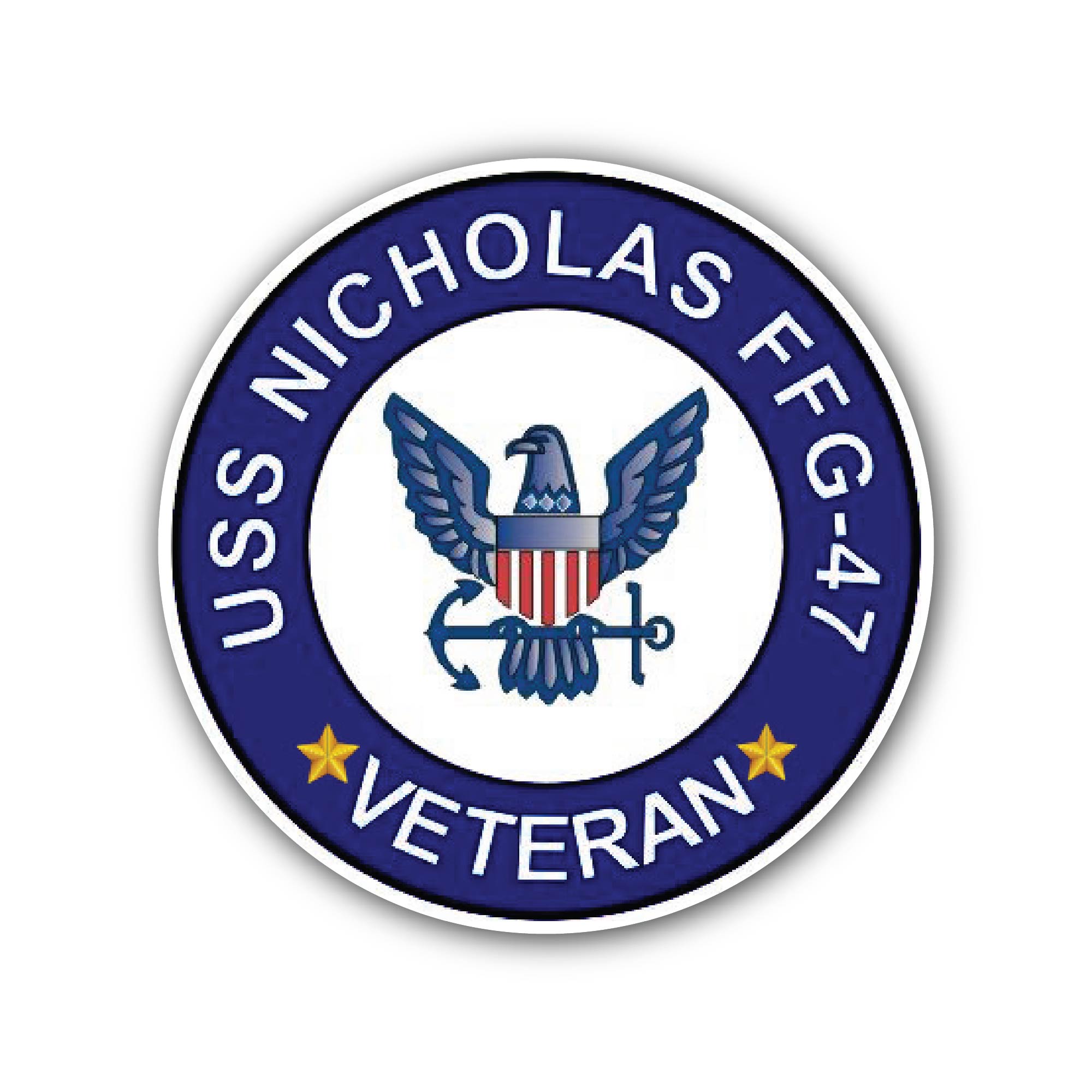 USS Nicholas FFG-47 Veteran Sticker, Waterproof Vinyl Decal Sticker Indoor Or Outdoor 2 (Pieces) 3" and 5"