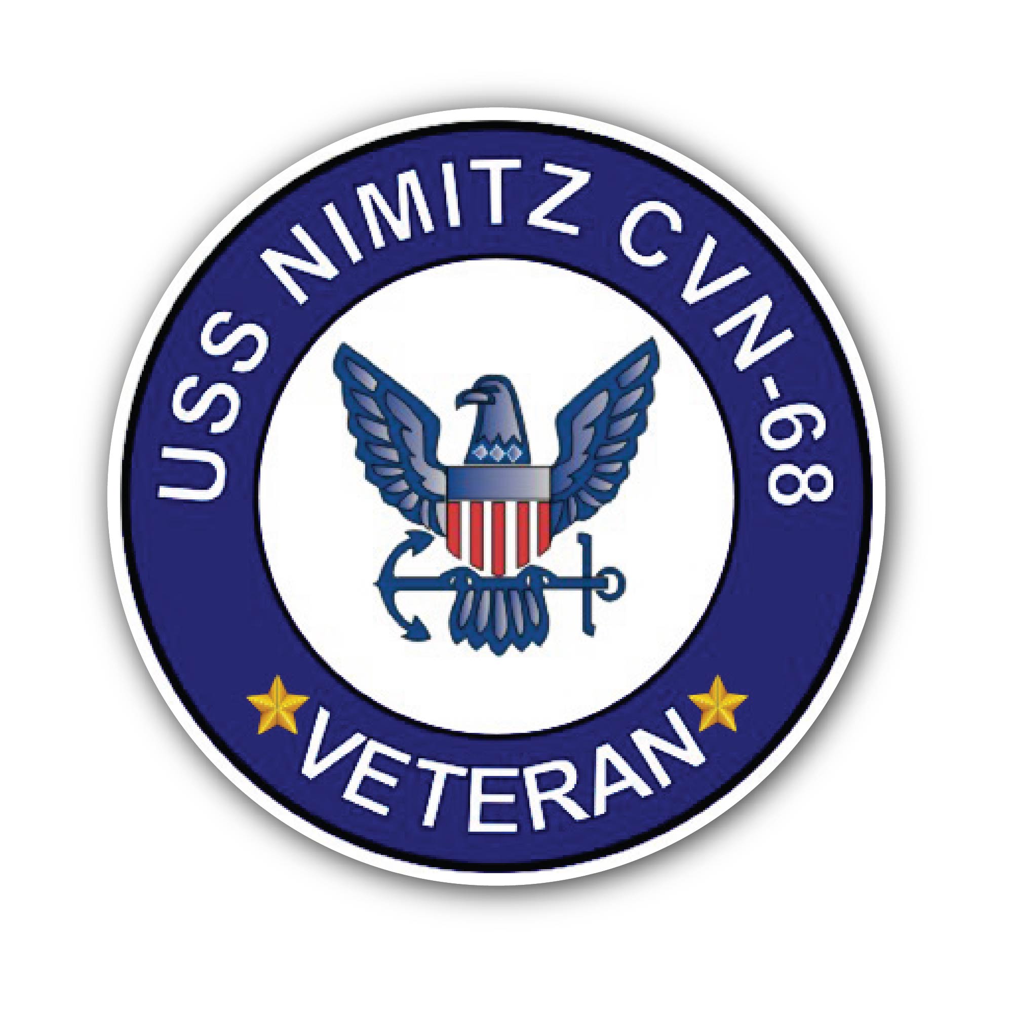 USS Nimitz CVN-68 Veteran Sticker, Waterproof Vinyl Decal Sticker Indoor Or Outdoor 2 (Pieces) 3" and 5"