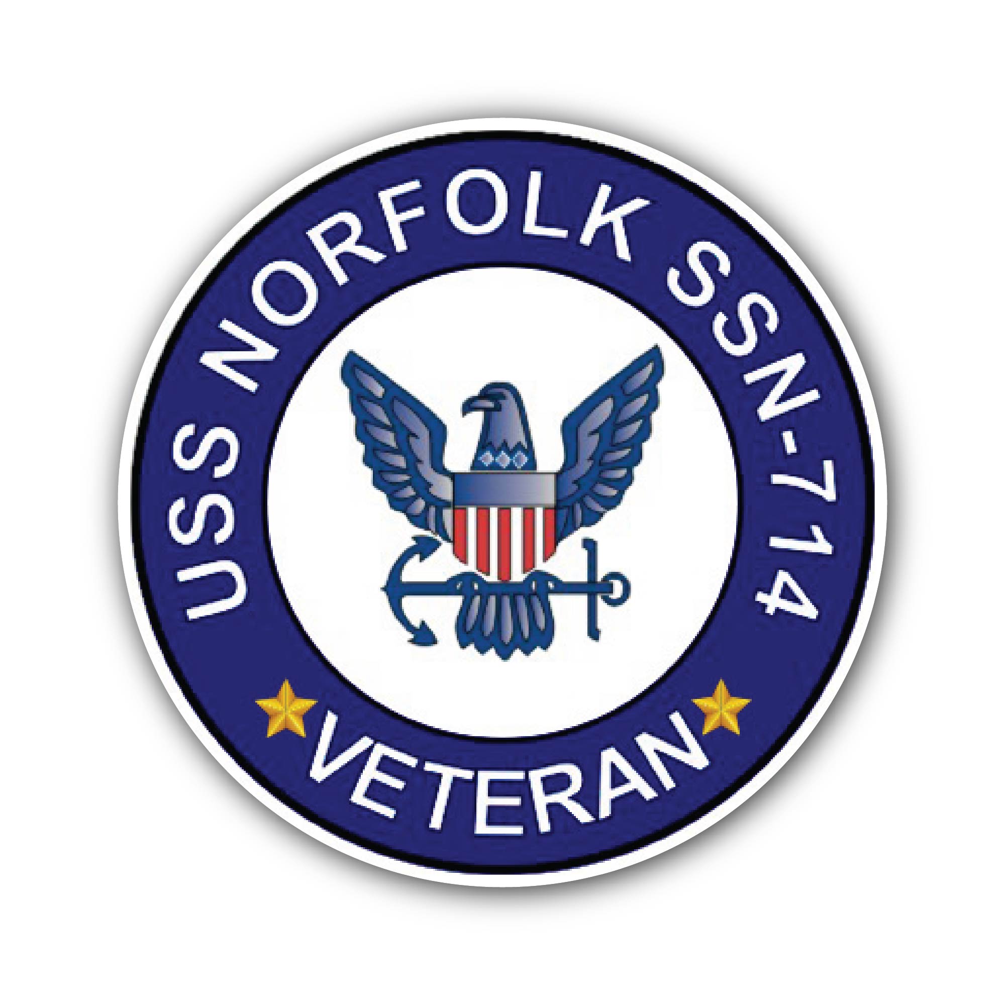 USS Norfolk SSN-714 Veteran Sticker, Waterproof Vinyl Decal Sticker Indoor Or Outdoor 2 (Pieces) 3" and 5"