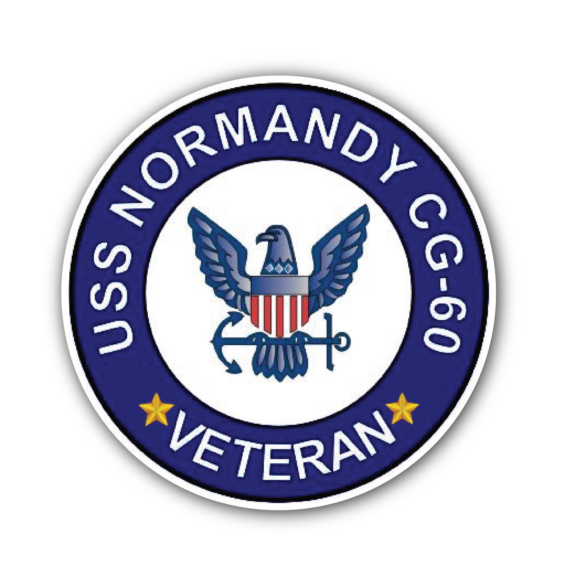 USS Normandy CG-60 Veteran Sticker, Waterproof Vinyl Decal Sticker Indoor Or Outdoor 2 (Pieces) 3" and 5"