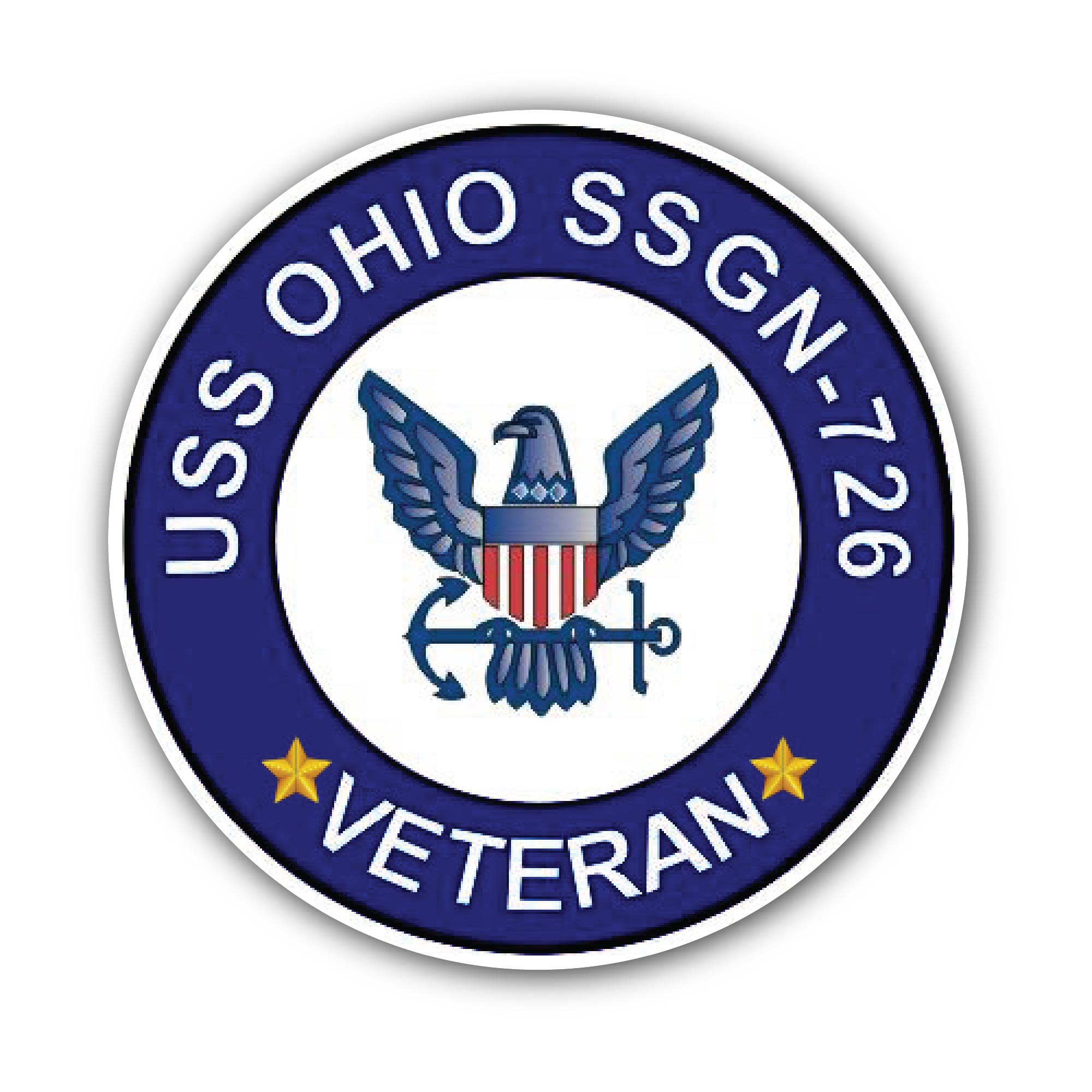 USS Ohio SSGN-726 Veteran Sticker, Waterproof Vinyl Decal Sticker Indoor Or Outdoor 2 (Pieces) 3" and 5"
