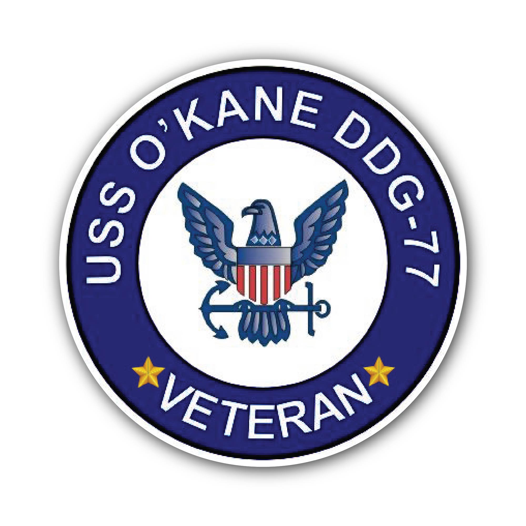 USS O'Kane DDG-77 Veteran Sticker, Waterproof Vinyl Decal Sticker Indoor Or Outdoor 2 (Pieces) 3" and 5"