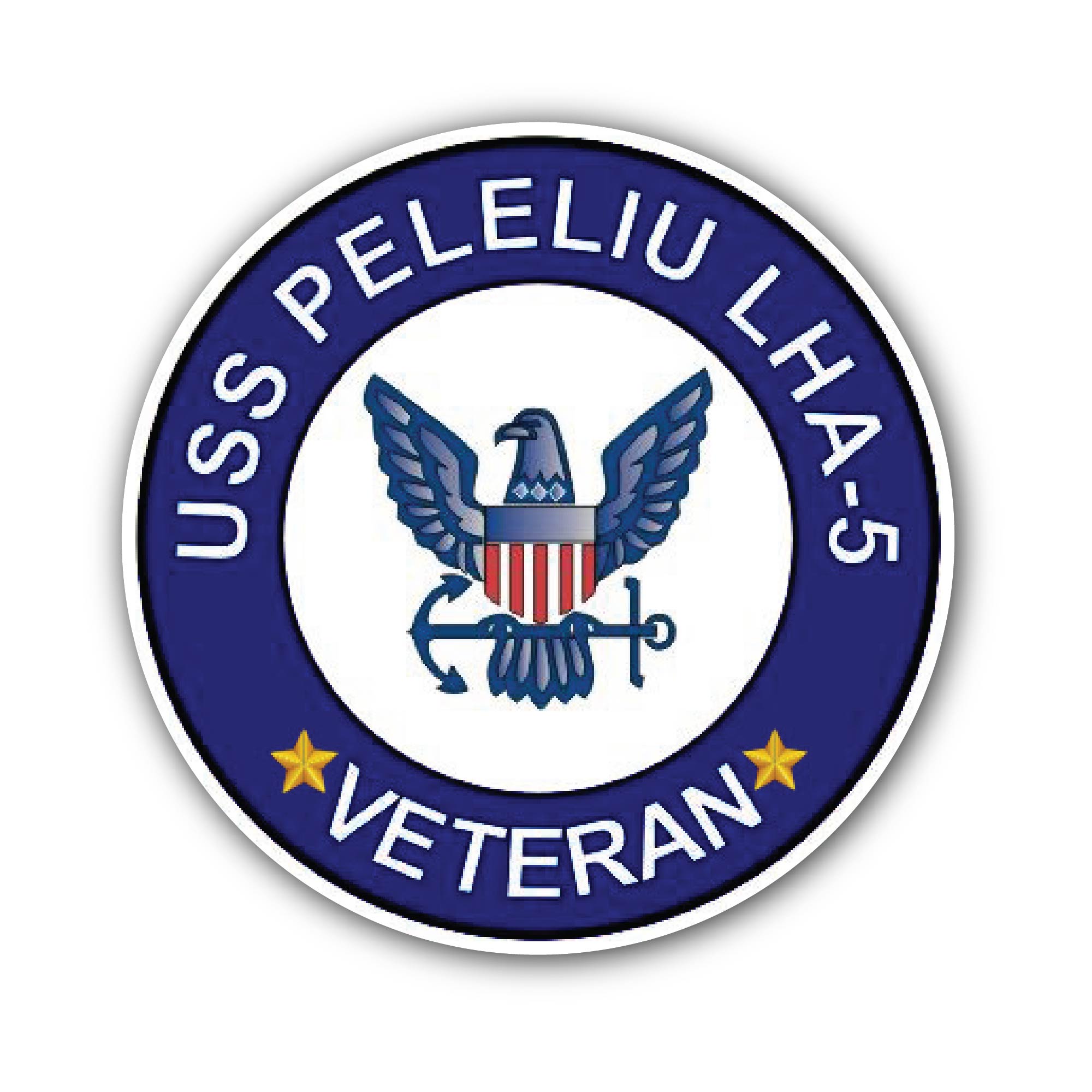 USS Peleliu LHA-5 Veteran Sticker, Waterproof Vinyl Decal Sticker Indoor Or Outdoor 2 (Pieces) 3" and 5"