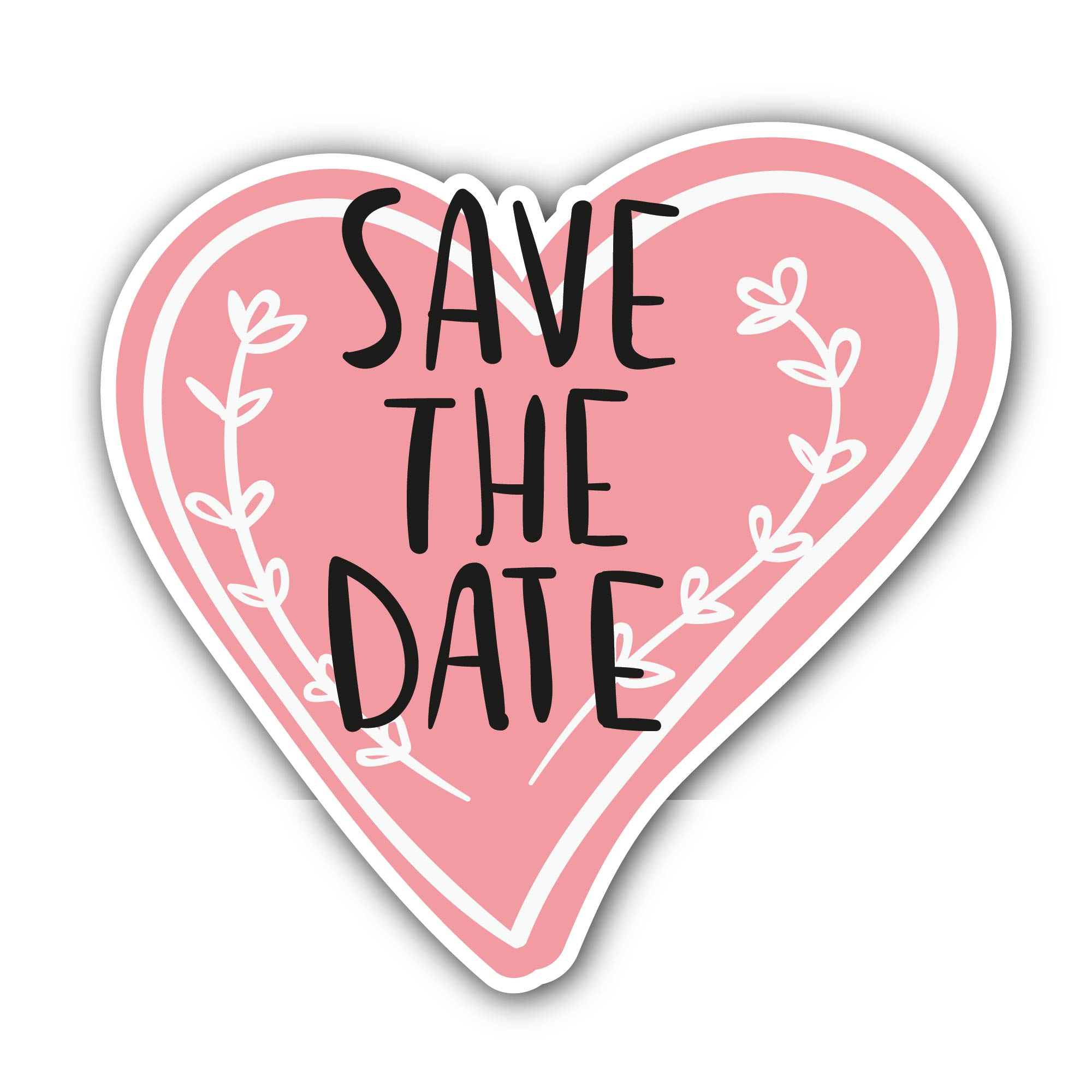 Hart Shap and Save The Date Text Sticker, Waterproof Vinyl Decal Sticker Indoor Or Outdoor 2 (Pieces) 3" and 5"