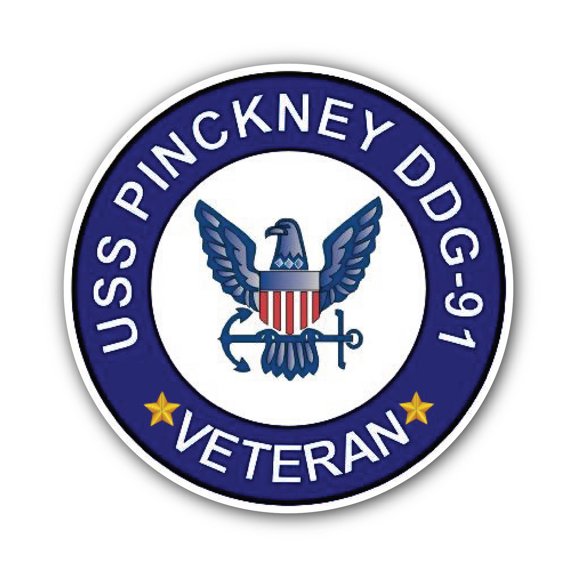 USS Pinckney DDG-91 Veteran Sticker, Waterproof Vinyl Decal Sticker Indoor Or Outdoor 2 (Pieces) 3" and 5"