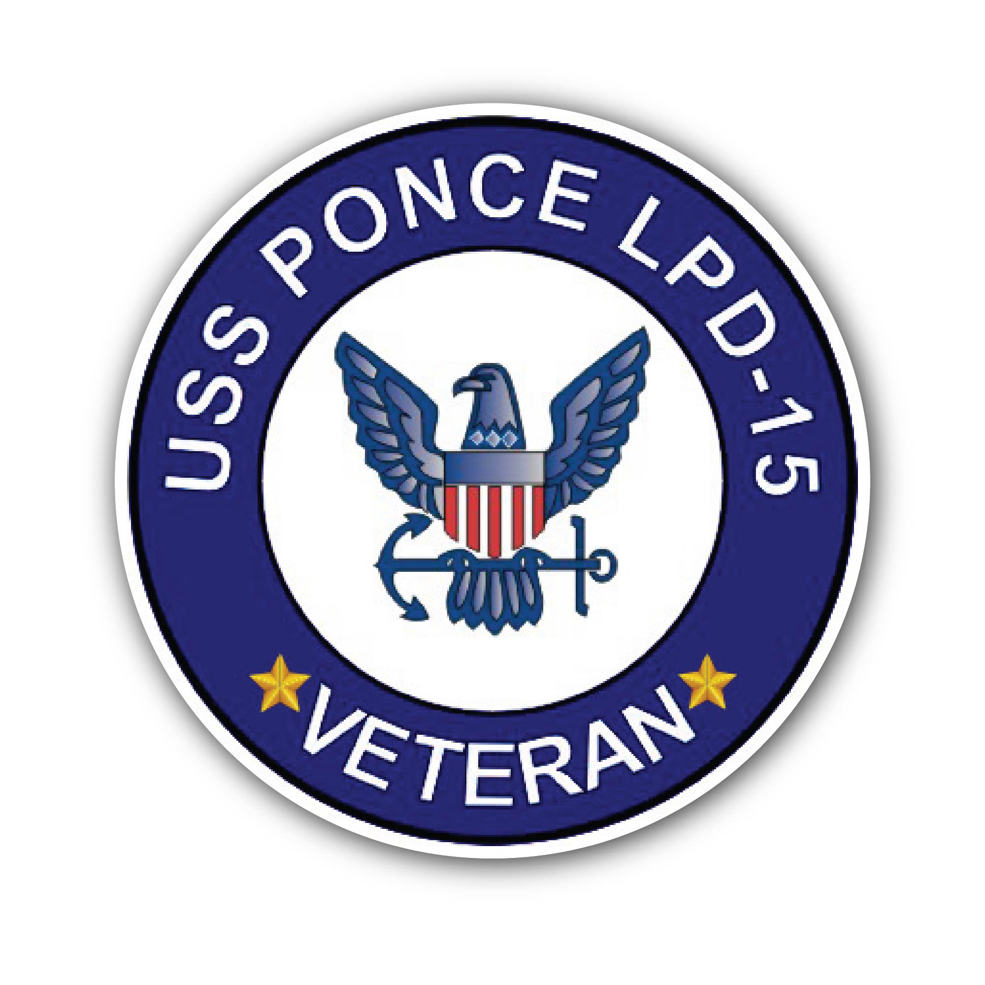 USS Ponce LPD-15 Veteran Sticker, Waterproof Vinyl Decal Sticker Indoor Or Outdoor 2 (Pieces) 3" and 5"
