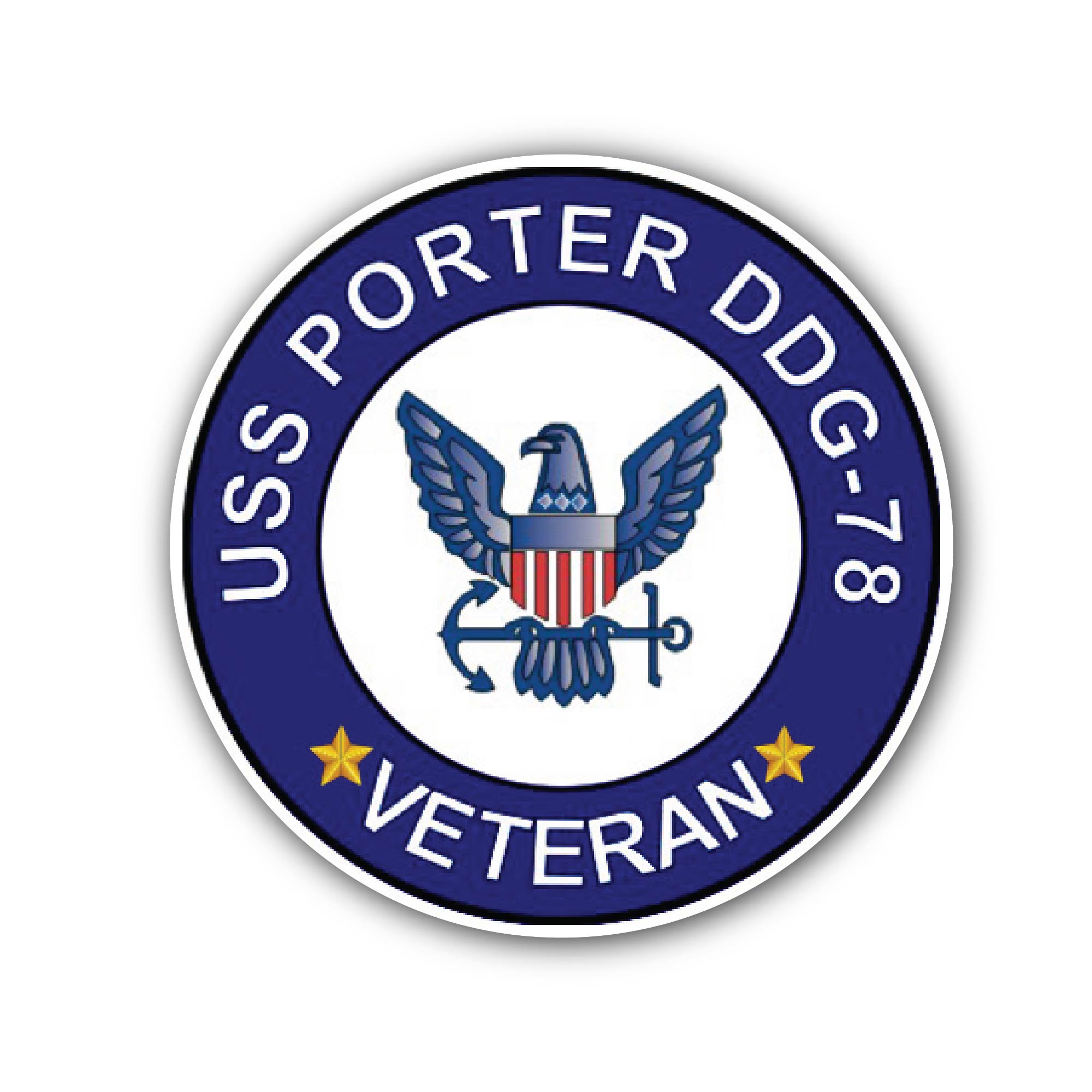 USS Porter DDG-78 Veteran Sticker, Waterproof Vinyl Decal Sticker Indoor Or Outdoor 2 (Pieces) 3" and 5"