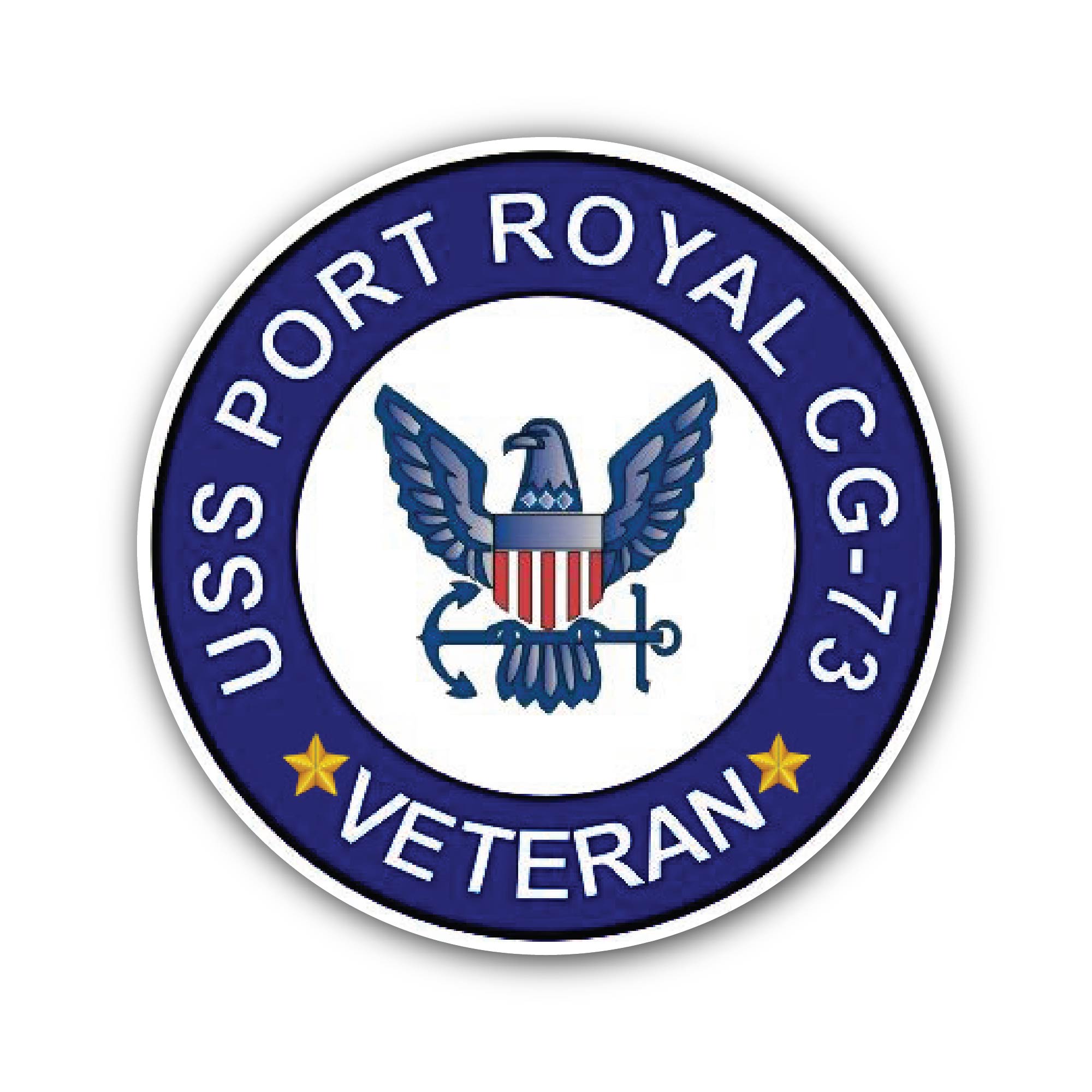 USS Port Royan CG-73 Veteran Sticker, Waterproof Vinyl Decal Sticker Indoor Or Outdoor 2 (Pieces) 3" and 5"