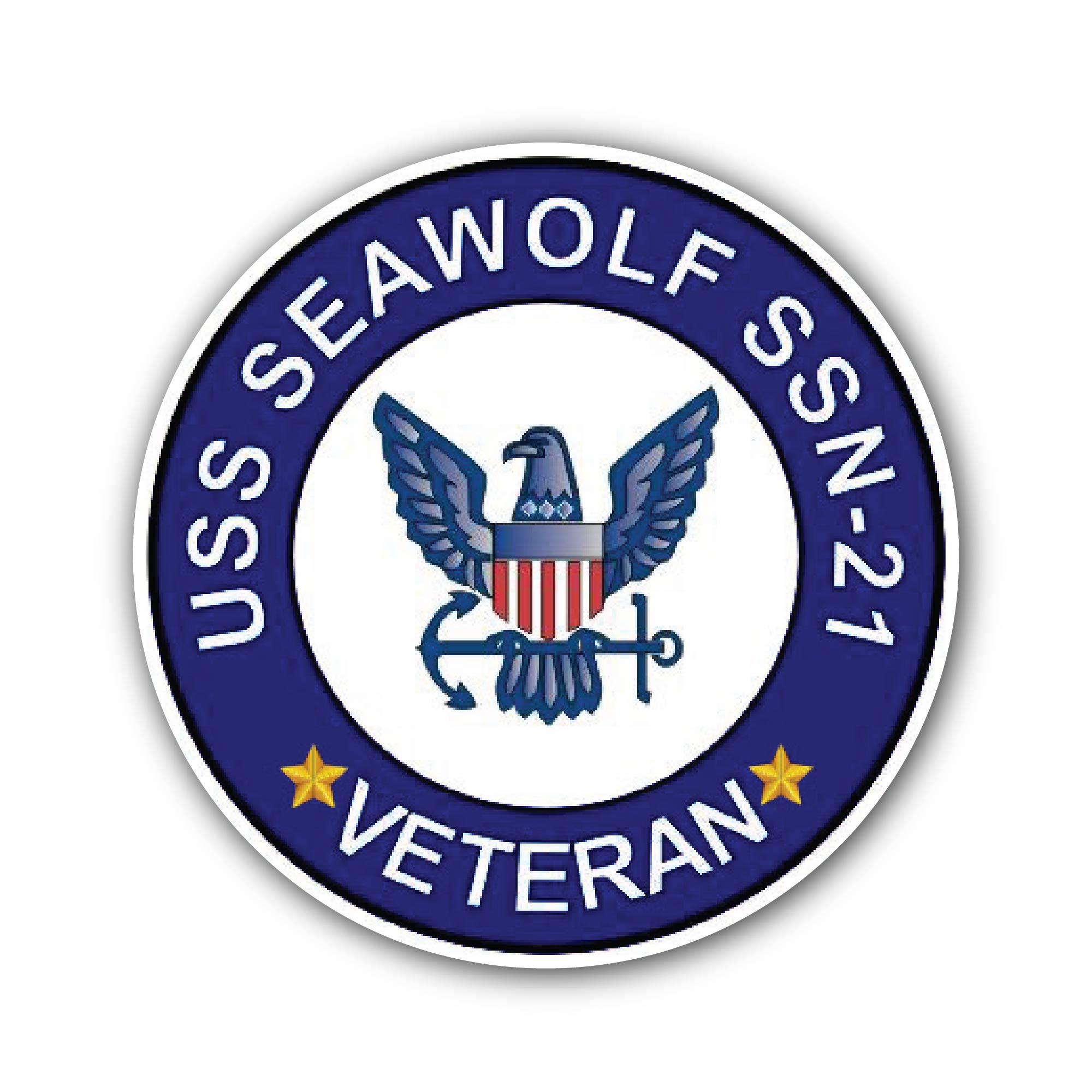 USS Seawolf SSN-21 Veteran Sticker, Waterproof Vinyl Decal Sticker Indoor Or Outdoor 2 (Pieces) 3" and 5"
