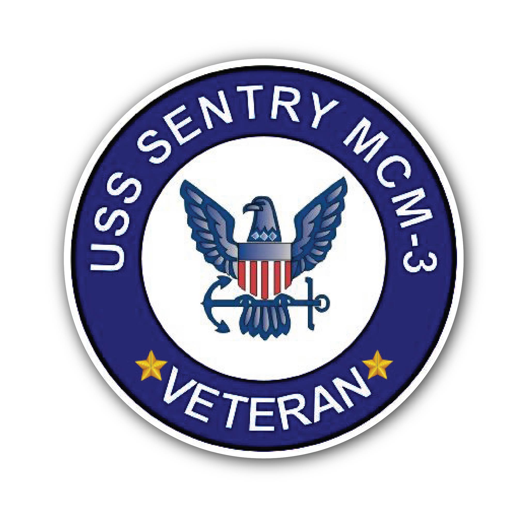 USS Sentry MCM-3 Veteran Sticker, Waterproof Vinyl Decal Sticker Indoor Or Outdoor 2 (Pieces) 3" and 5"