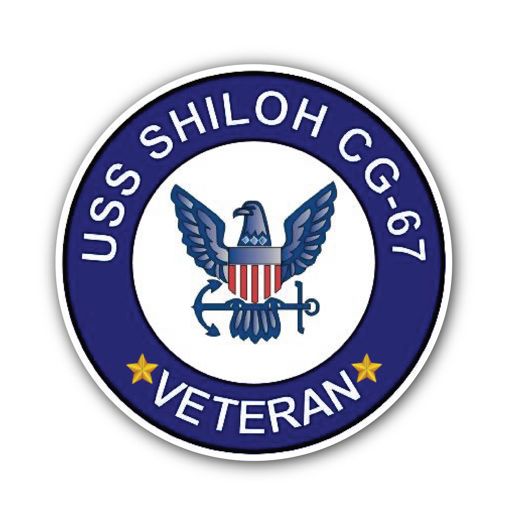 USS Shiloh CG-67 Veteran Sticker, Waterproof Vinyl Decal Sticker Indoor Or Outdoor 2 (Pieces) 3" and 5"