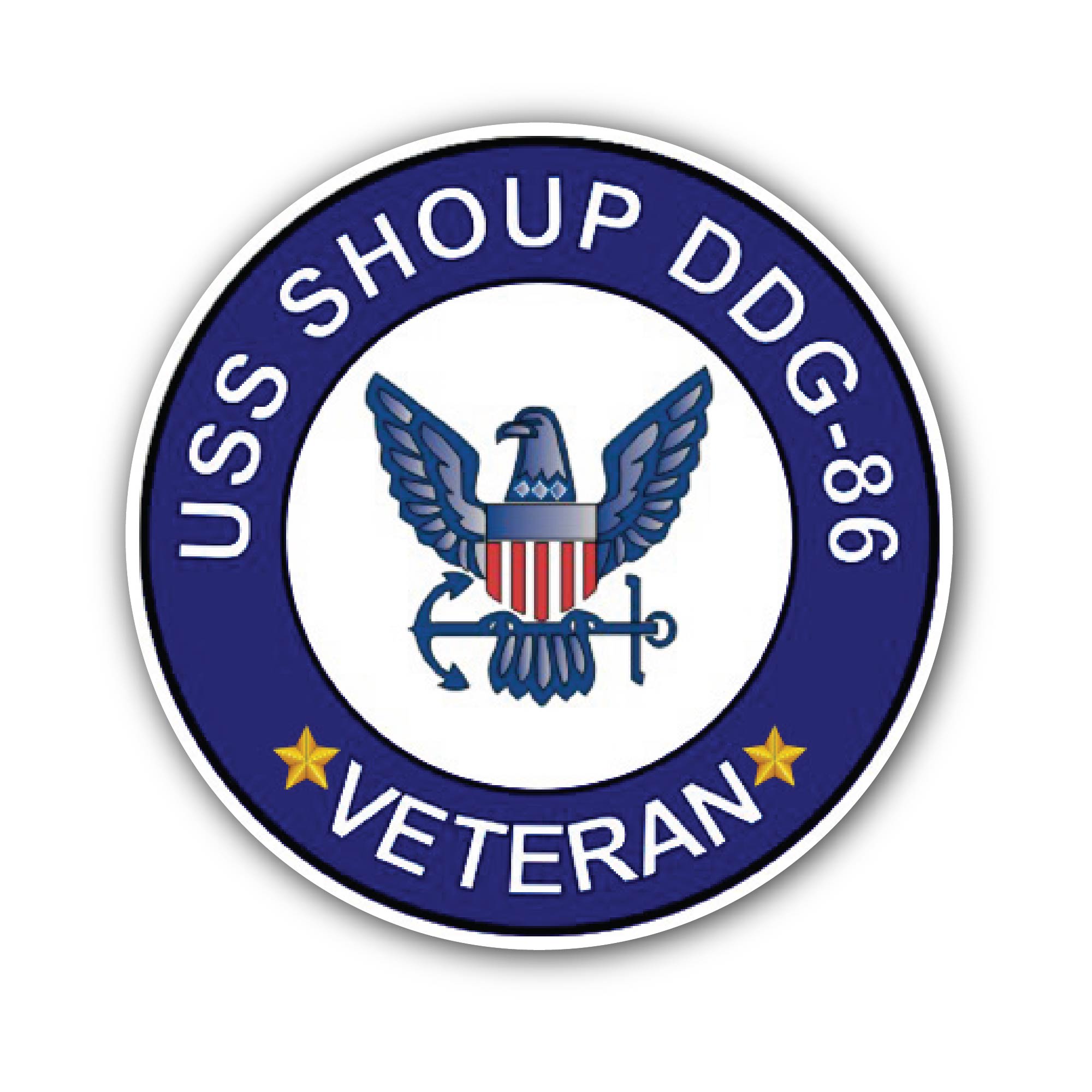 USS Shoup DDG-86 Veteran Sticker, Waterproof Vinyl Decal Sticker Indoor Or Outdoor 2 (Pieces) 3" and 5"