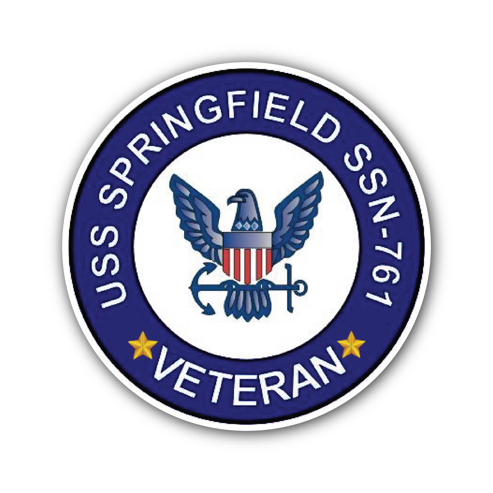 USS Springfield SSN-761 Veteran Sticker, Waterproof Vinyl Decal Sticker Indoor Or Outdoor 2 (Pieces) 3" and 5"