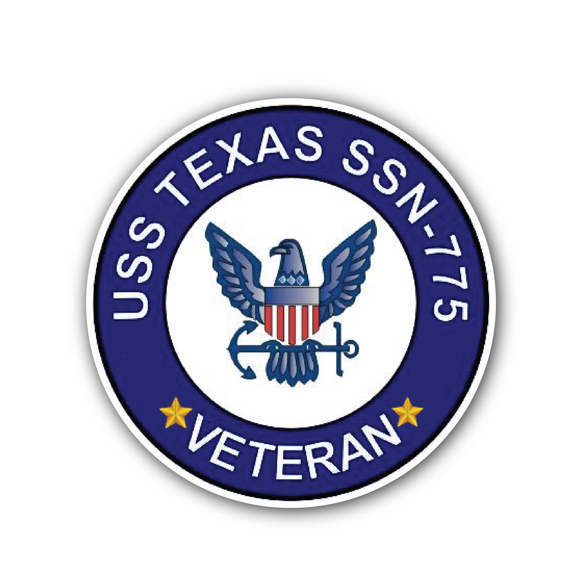 USS Texas SSN-775 Veteran Sticker, Waterproof Vinyl Decal Sticker Indoor Or Outdoor 2 (Pieces) 3" and 5"