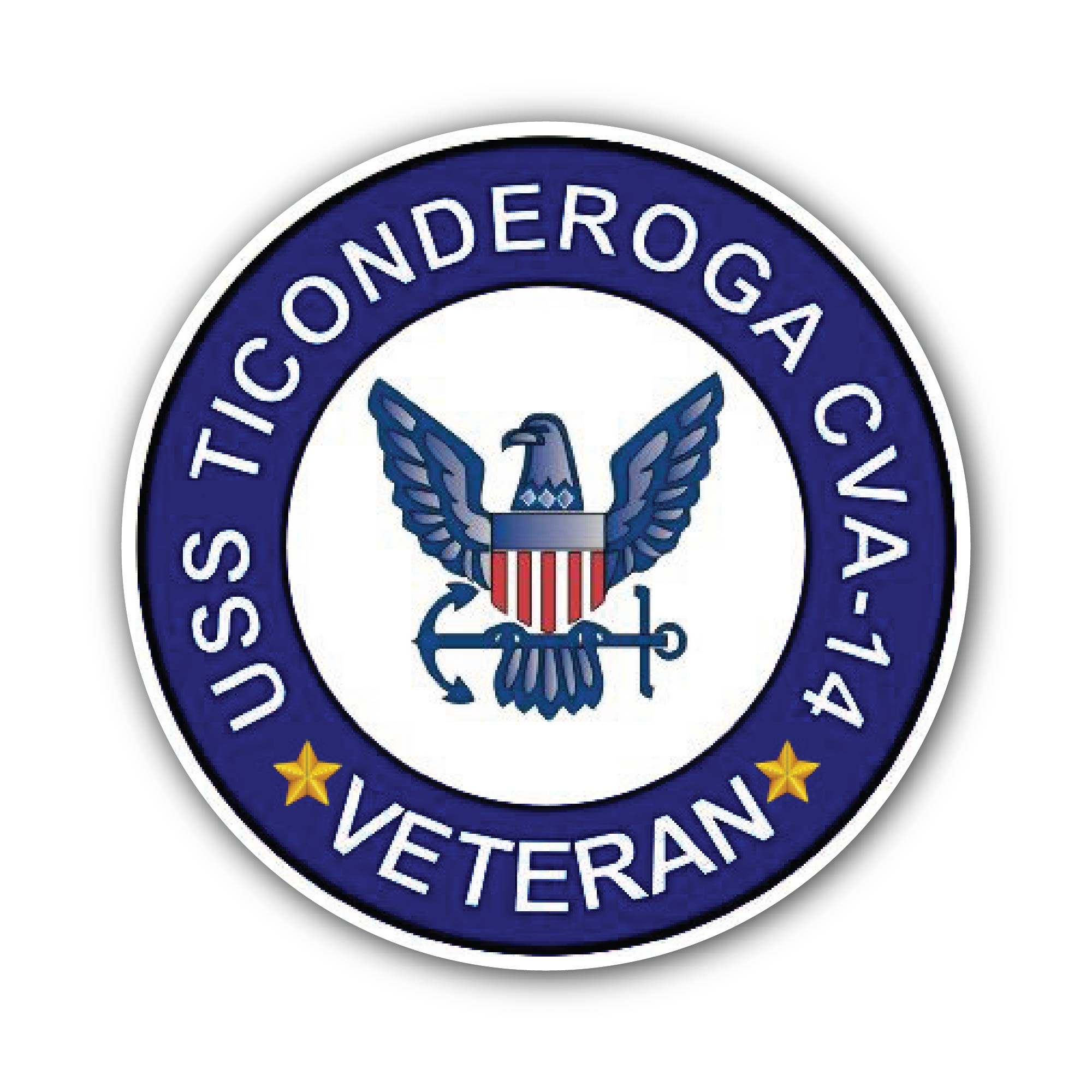 USS Ticonderoga CVA-14 Veteran Sticker, Waterproof Vinyl Decal Sticker Indoor Or Outdoor 2 (Pieces) 3" and 5"