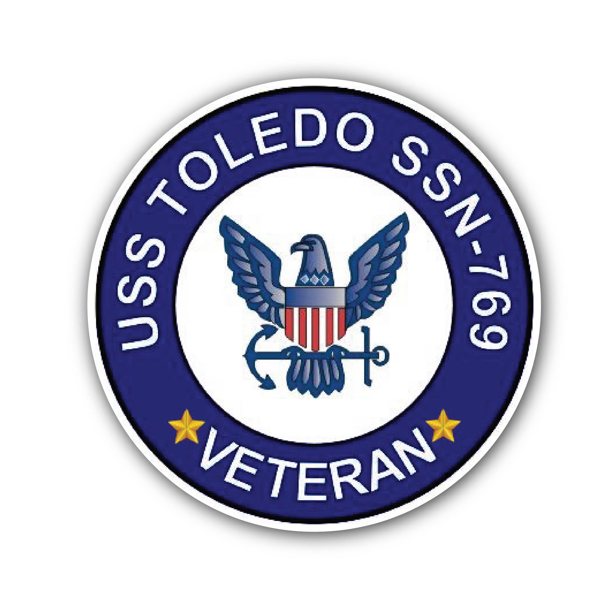 USS Toledo SSN-769 Veteran Sticker, Waterproof Vinyl Decal Sticker Indoor Or Outdoor 2 (Pieces) 3" and 5"