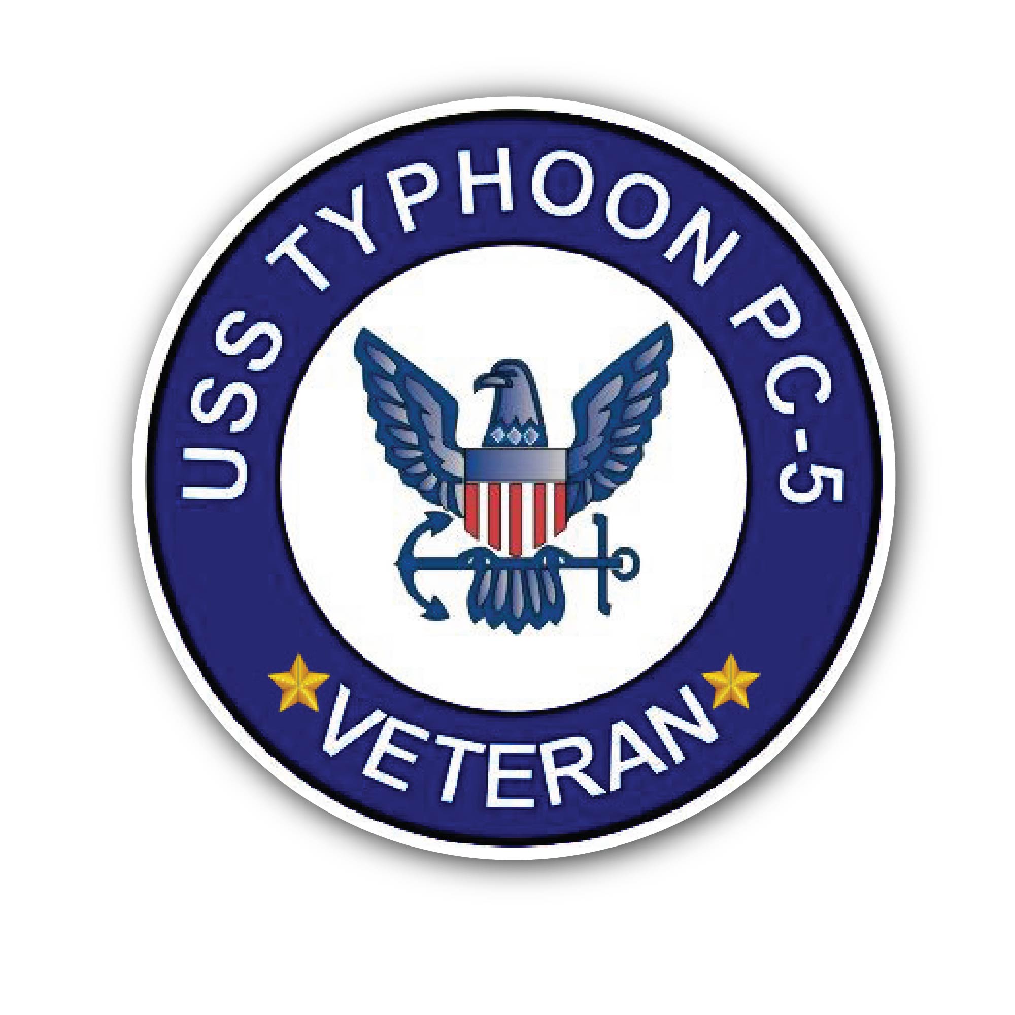 USS Typhoon PC-5 Veteran Sticker, Waterproof Vinyl Decal Sticker Indoor Or Outdoor 2 (Pieces) 3" and 5"