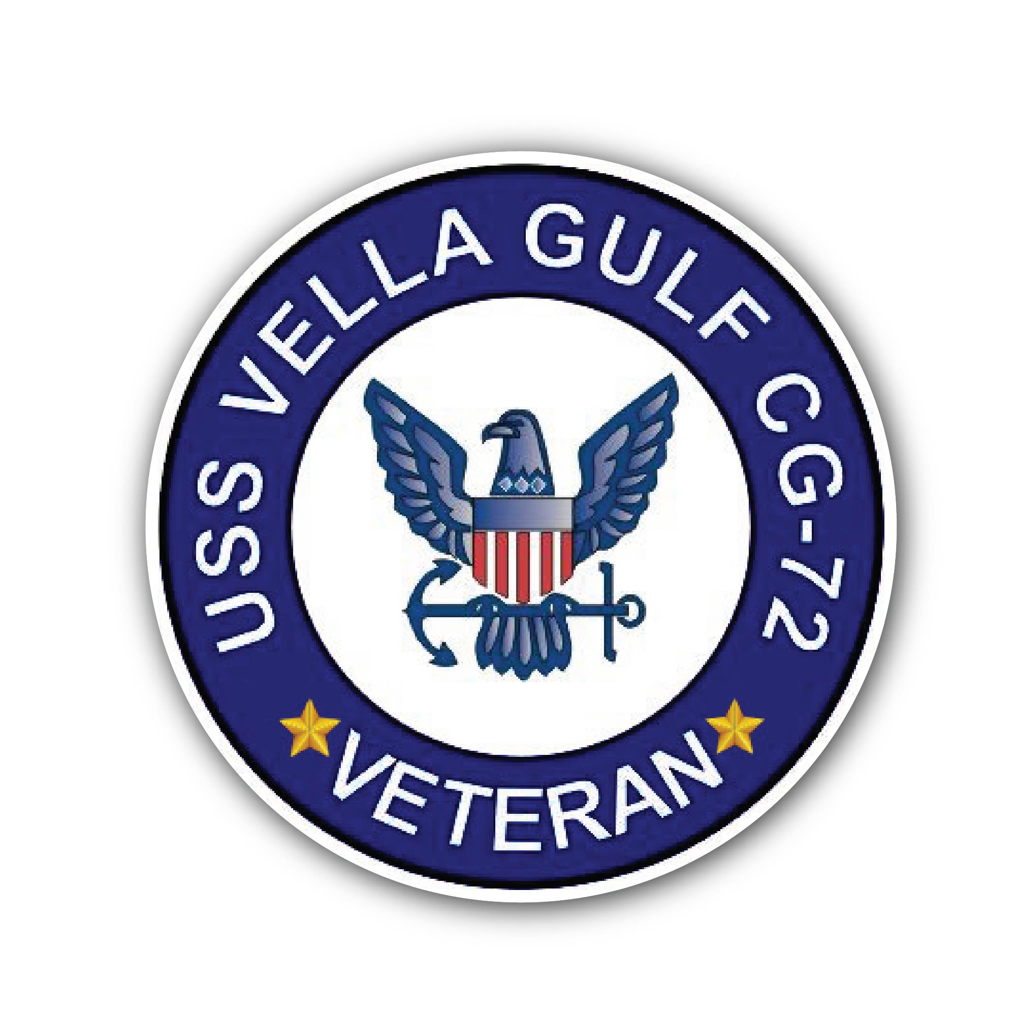 USS Vella Gulf CG-72 Veteran Sticker, Waterproof Vinyl Decal Sticker Indoor Or Outdoor 2 (Pieces) 3" and 5"