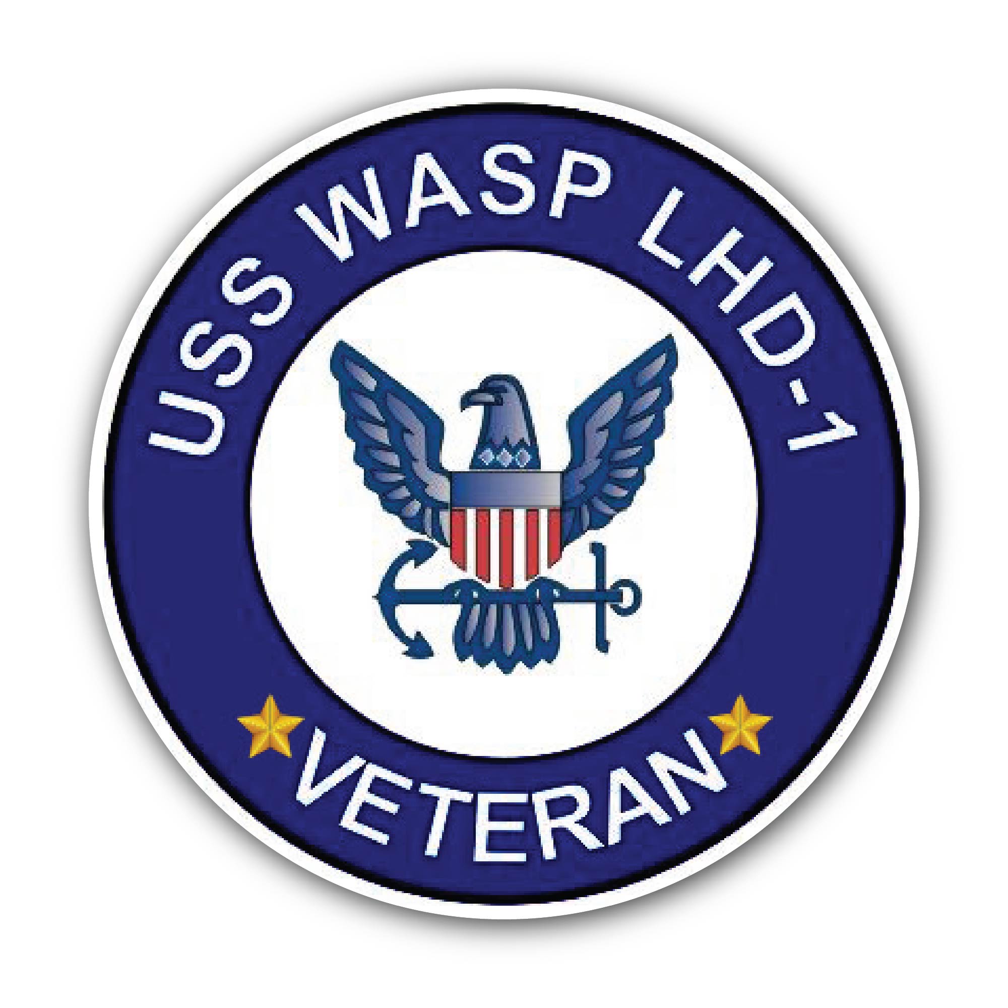 USS Wasp LHD-1 Veteran Sticker, Waterproof Vinyl Decal Sticker Indoor Or Outdoor 2 (Pieces) 3" and 5"